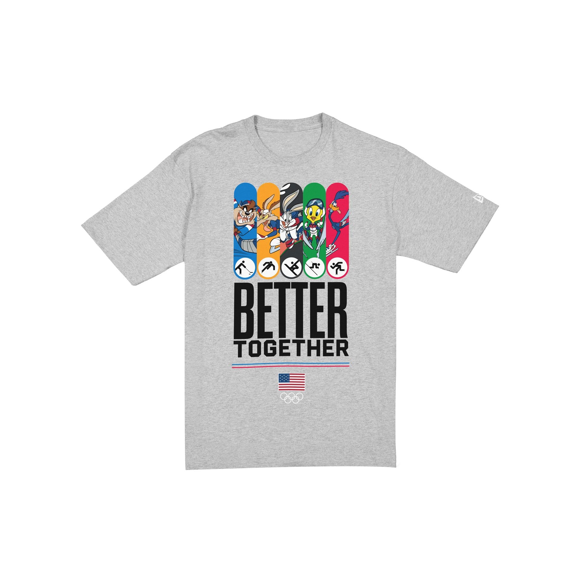 Team Usa Winter Olympics Looney Tunes Gray T-Shirt