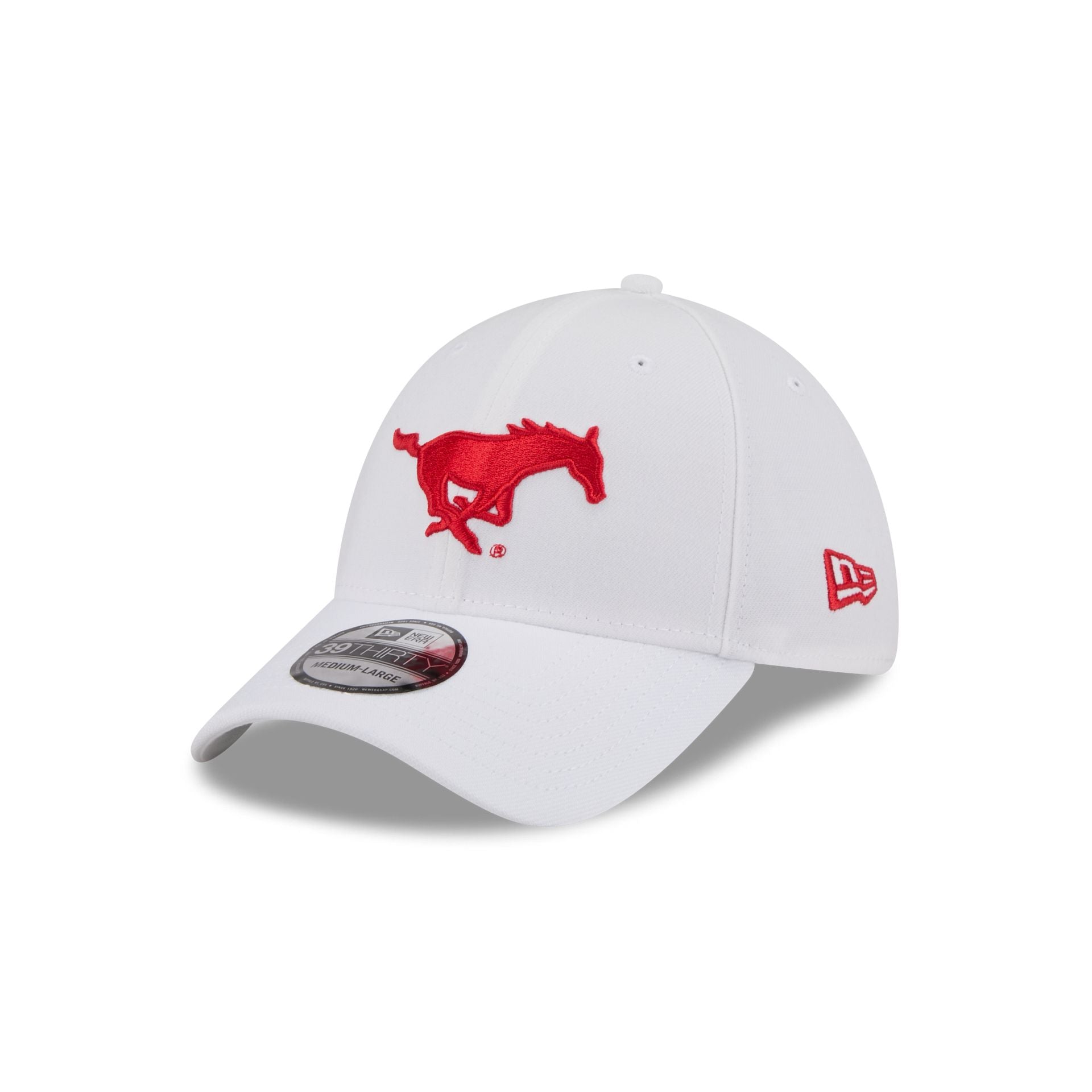 Southern Methodist Mustangs Optic White 39Thirty Stretch Fit Hat