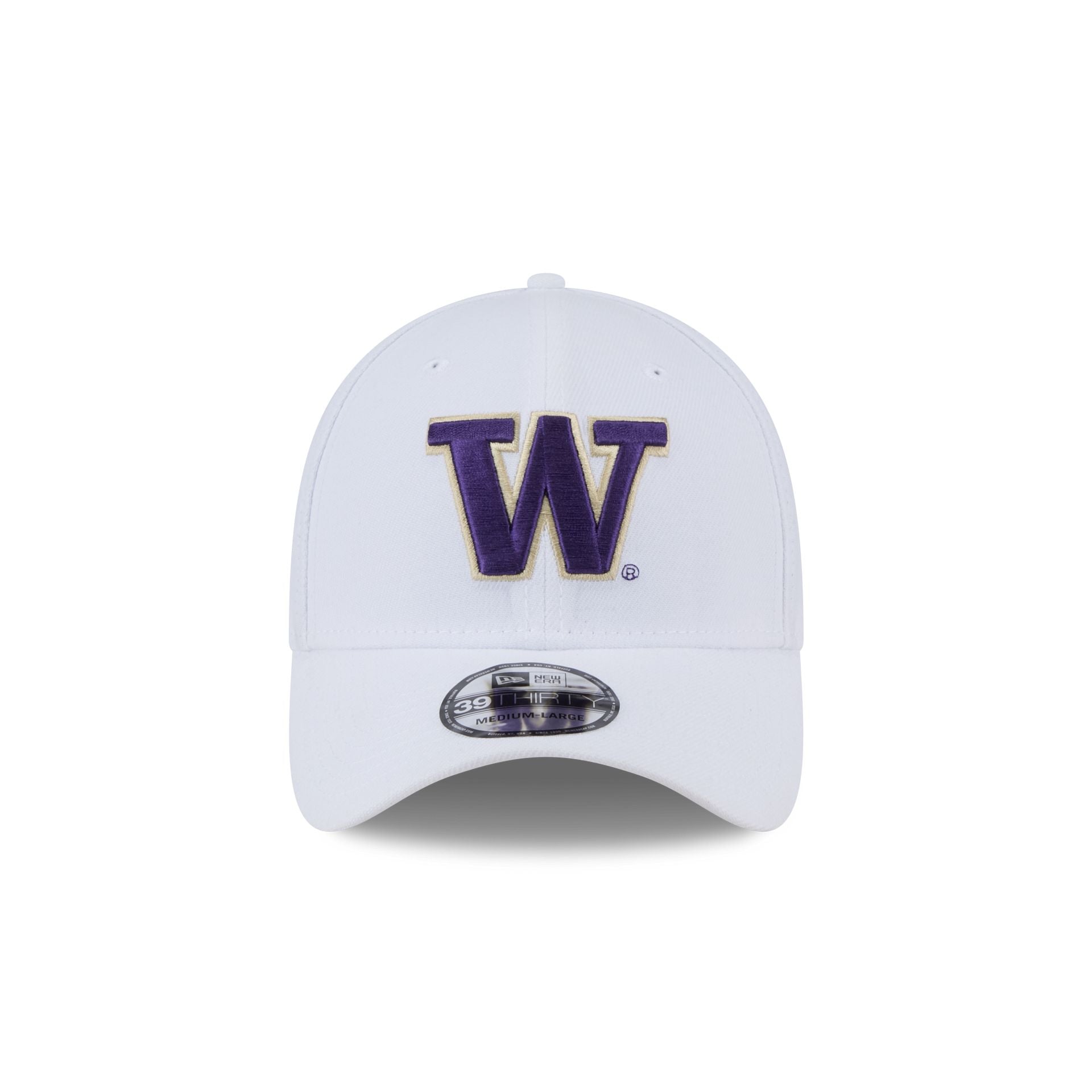 Washington Huskies Optic White 39Thirty Stretch Fit Hat