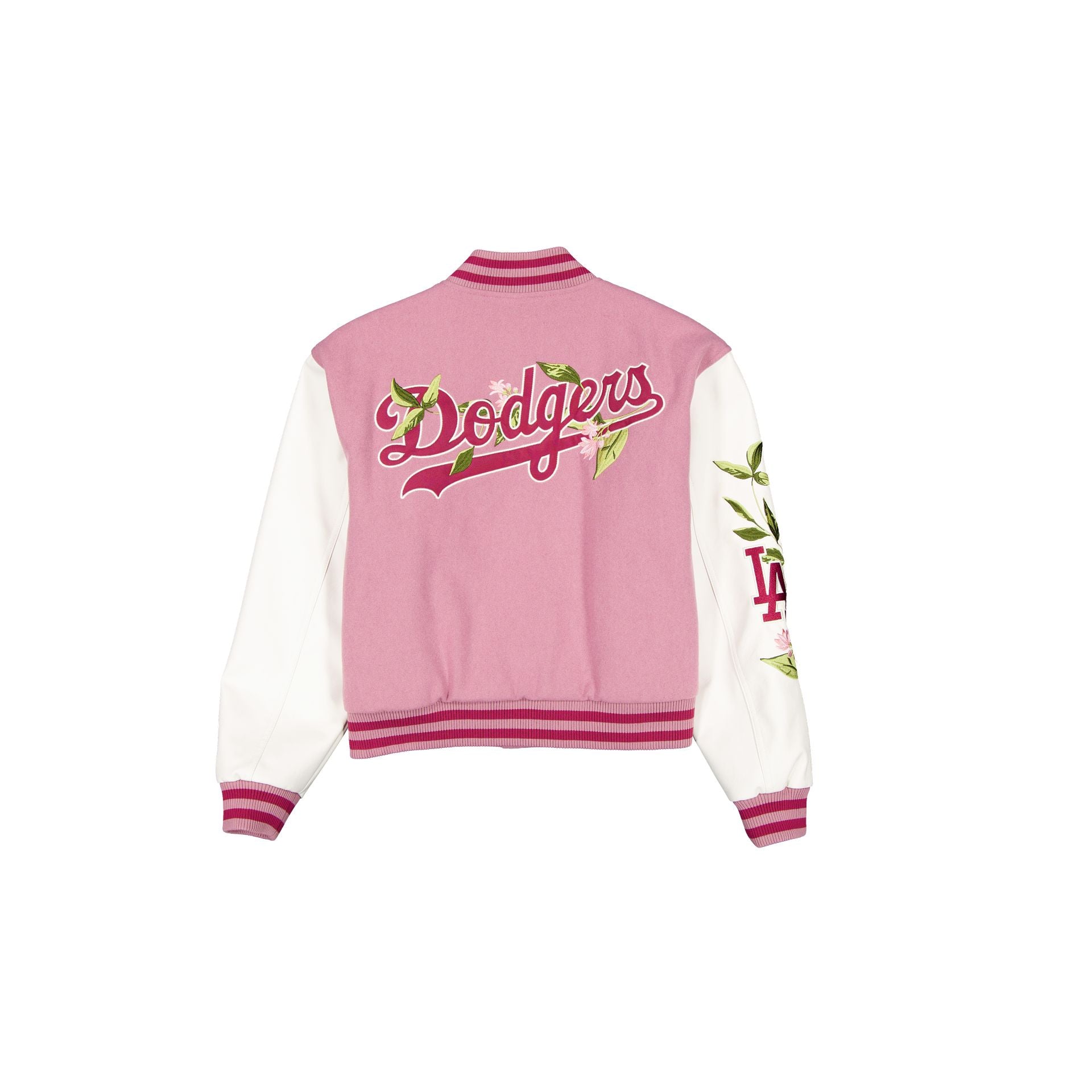 Alternative view of Los Angeles Dodgers Women's Cosmetic Pink Floral Varsity Jacket