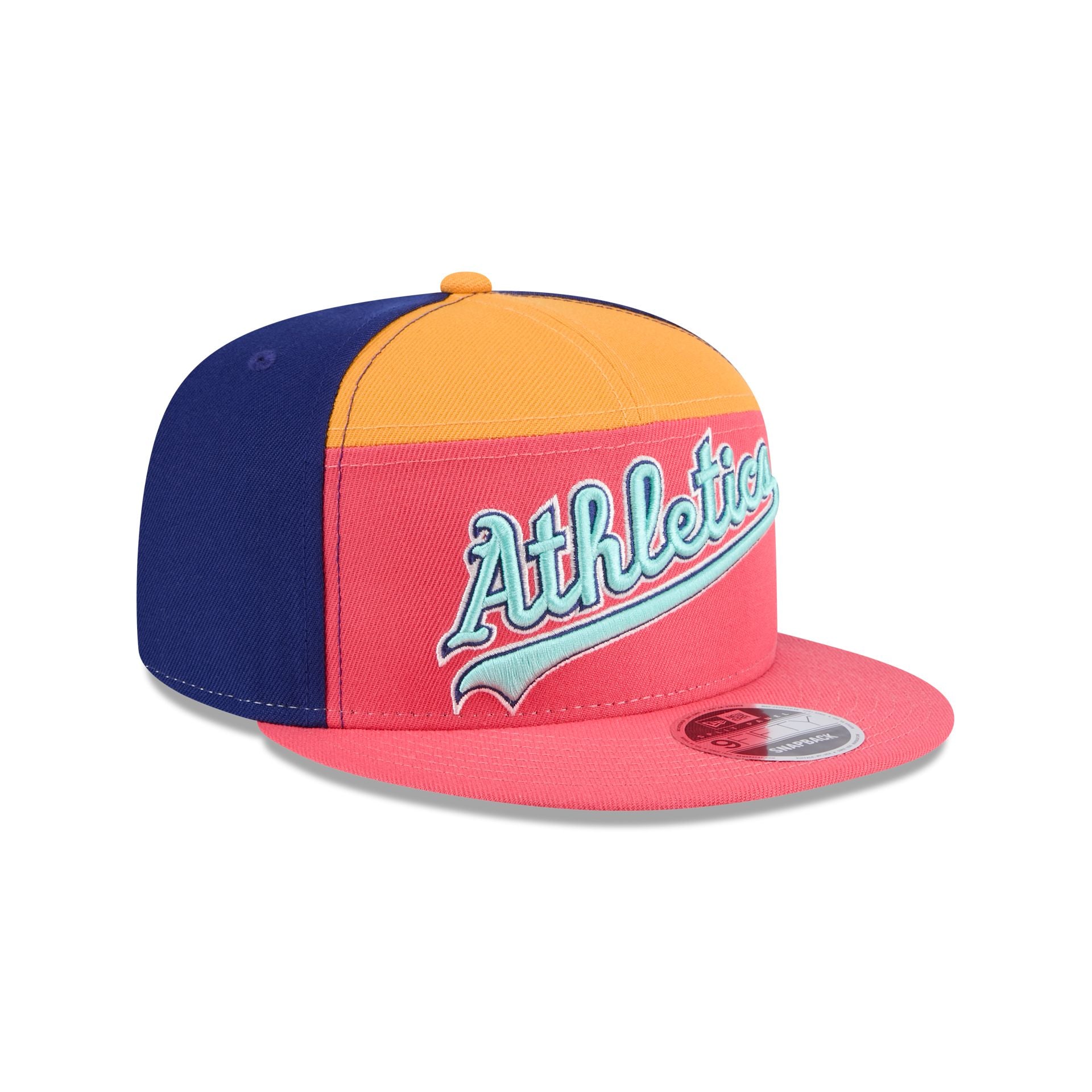 Athletics Coral Split Panel 9Fifty Snapback Hat - Image 3