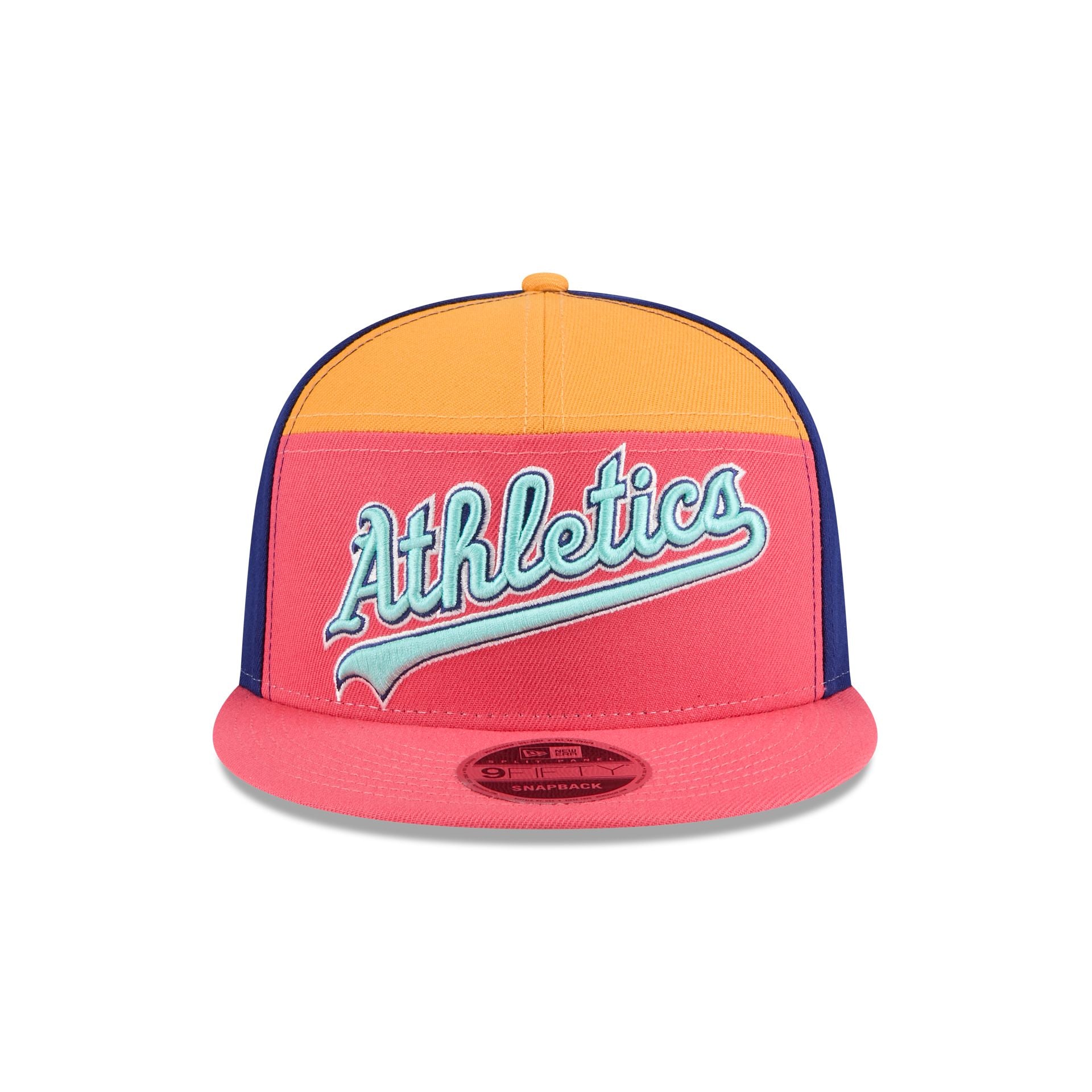 Alternative view of Athletics Coral Split Panel 9Fifty Snapback Hat