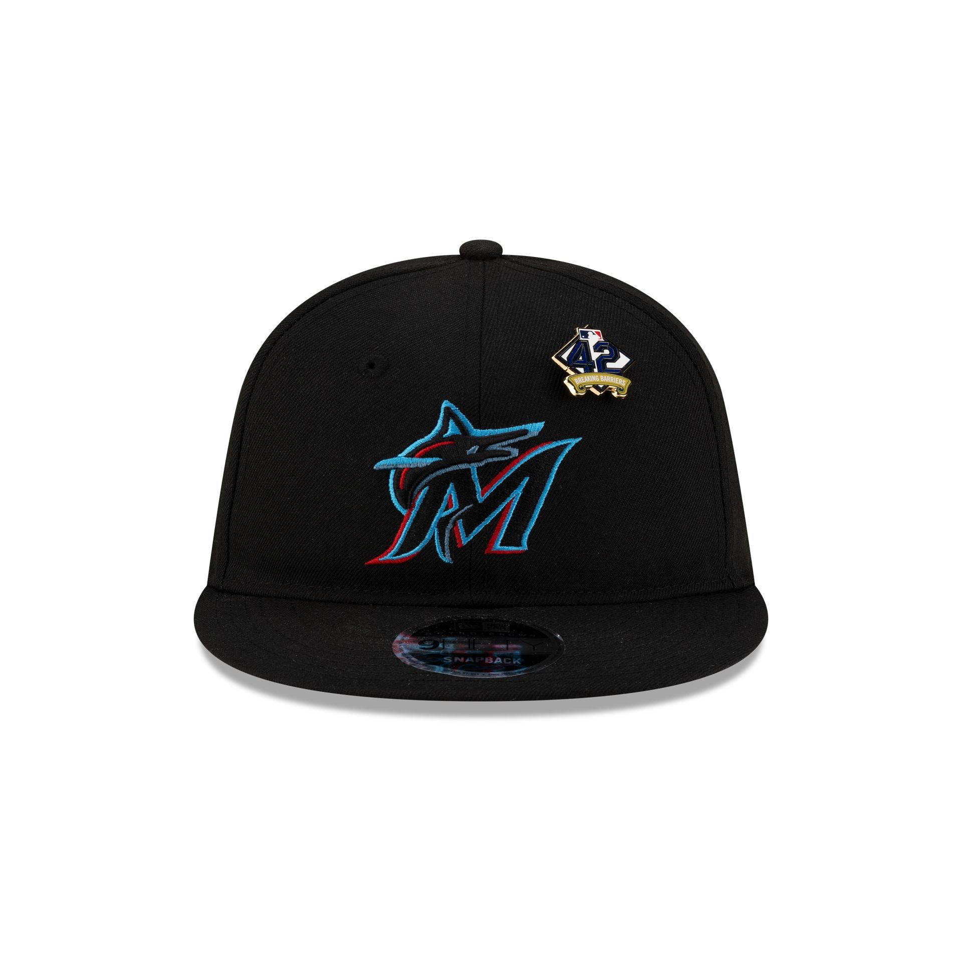 Alternative view of Miami Marlins Jackie Robinson Day 2025 Retro Crown 9Fifty Snapback Hat