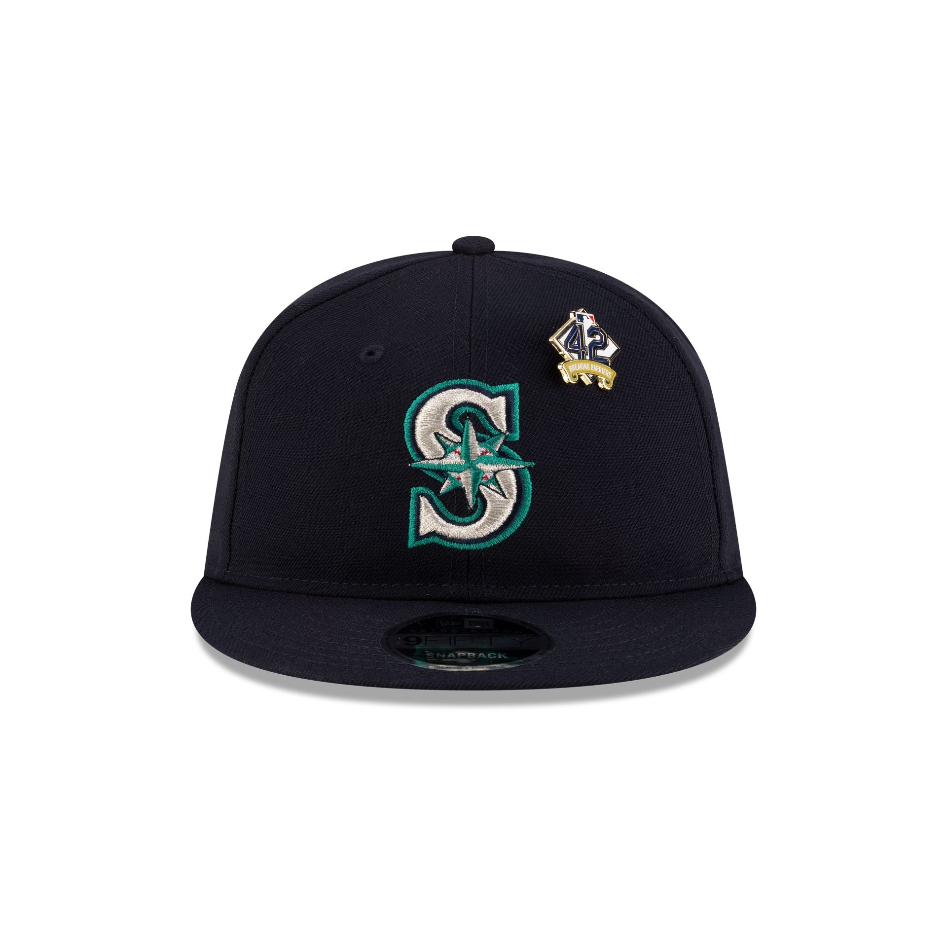 Alternative view of Seattle Mariners Jackie Robinson Day 2025 Retro Crown 9Fifty Snapback Hat