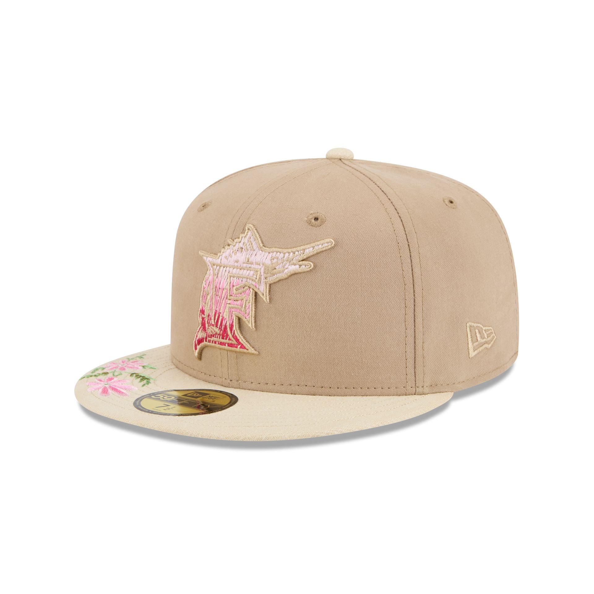 Miami Marlins Hand Stitched Floral 59Fifty Fitted Hat