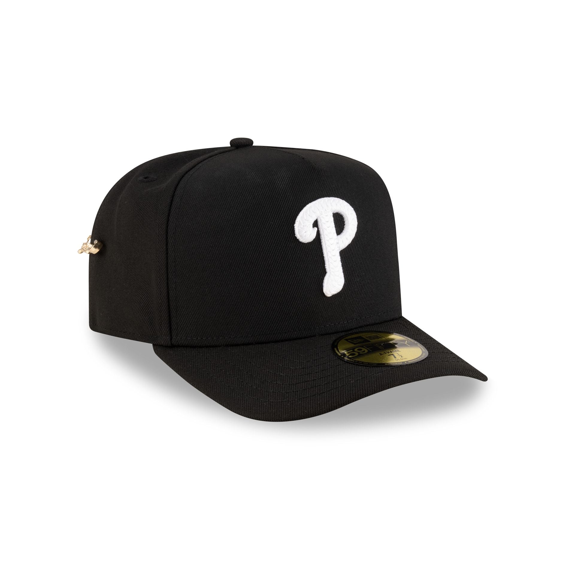 Philadelphia Phillies Black Script Safety Pin 59Fifty A-Frame Fitted Hat