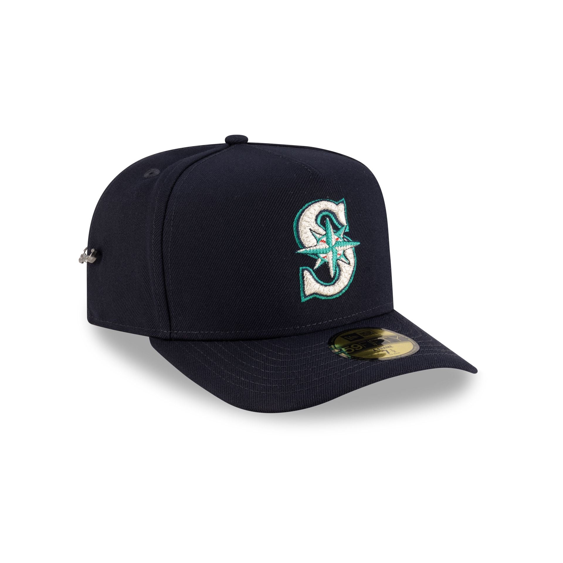 Seattle Mariners Script Safety Pin 59Fifty A-Frame Fitted Hat