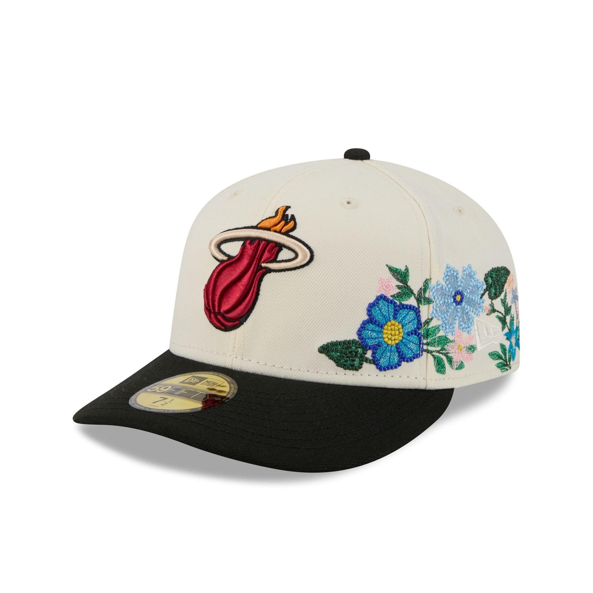 Miami Heat Tonal Florals White 59Fifty Fitted Hat