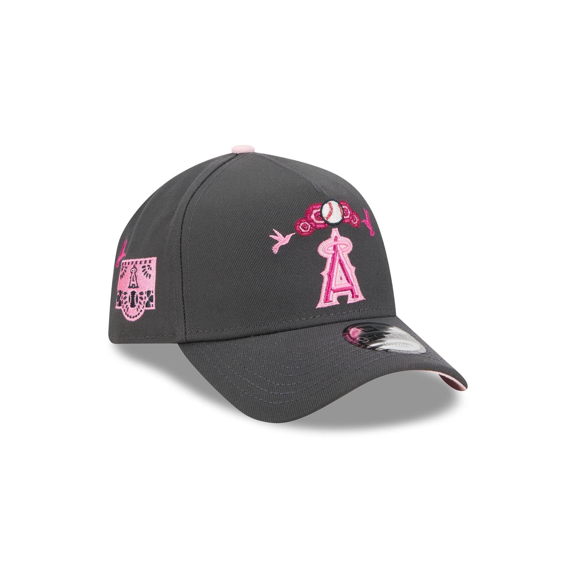 Los Angeles Angels Day Of The Dead Graphite 9Forty A-Frame Snapback Hat