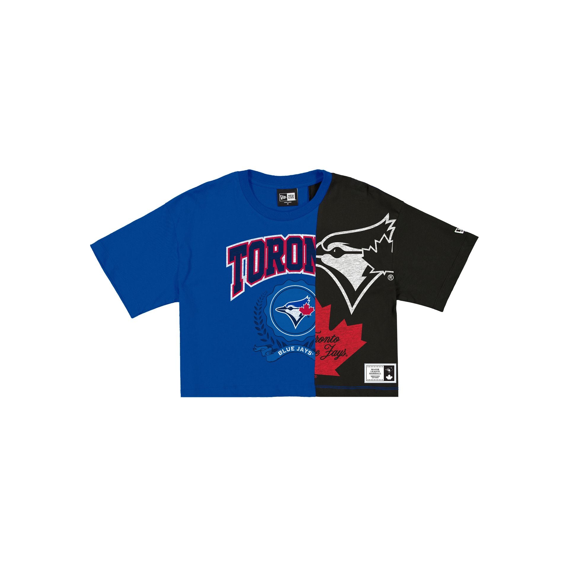 Toronto Blue Jays Team Split Women's Cropped Short-Sleeve T-Shirt