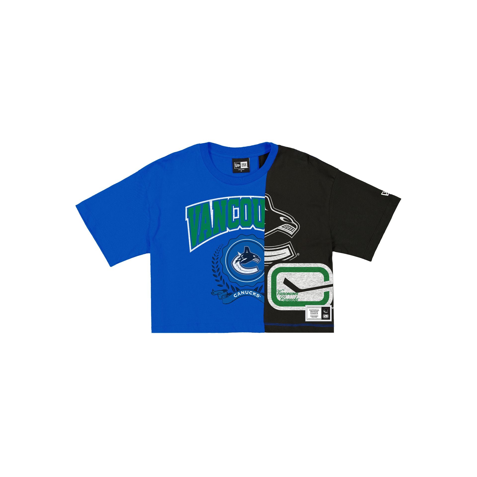 Vancouver Canucks Team Split Women's Cropped Short-Sleeve T-Shirt