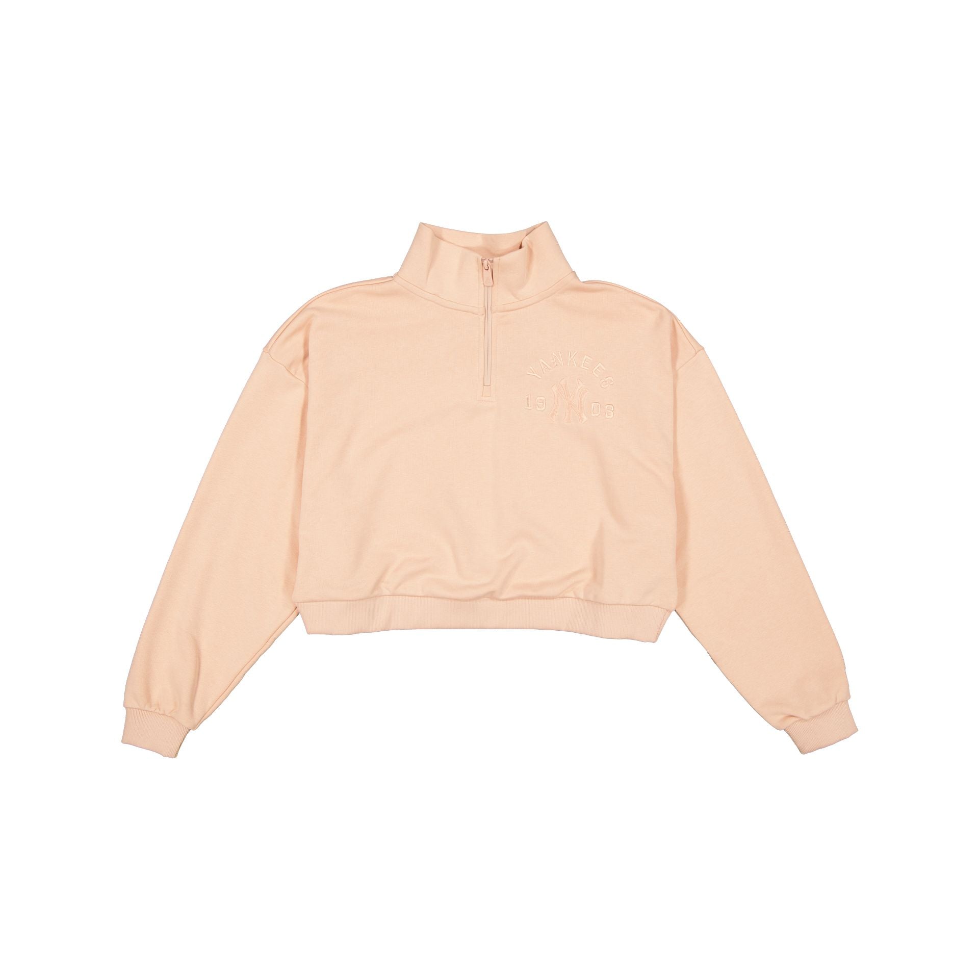 New York Yankees Tonal Cropped Pastel Pink Women's Quarter Zip
