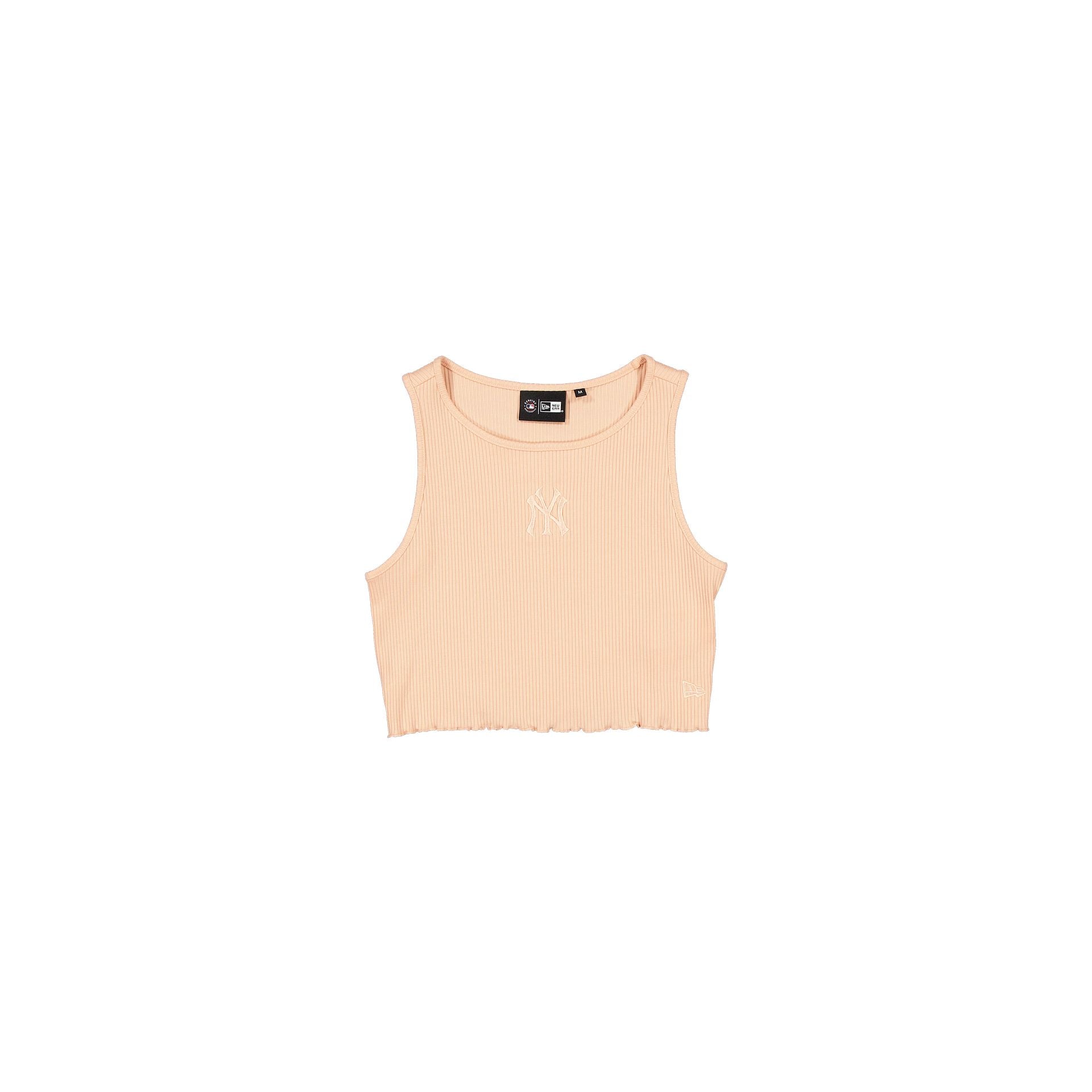 New York Yankees Tonal Cropped Rib Pastel Pink Women's Tank Top
