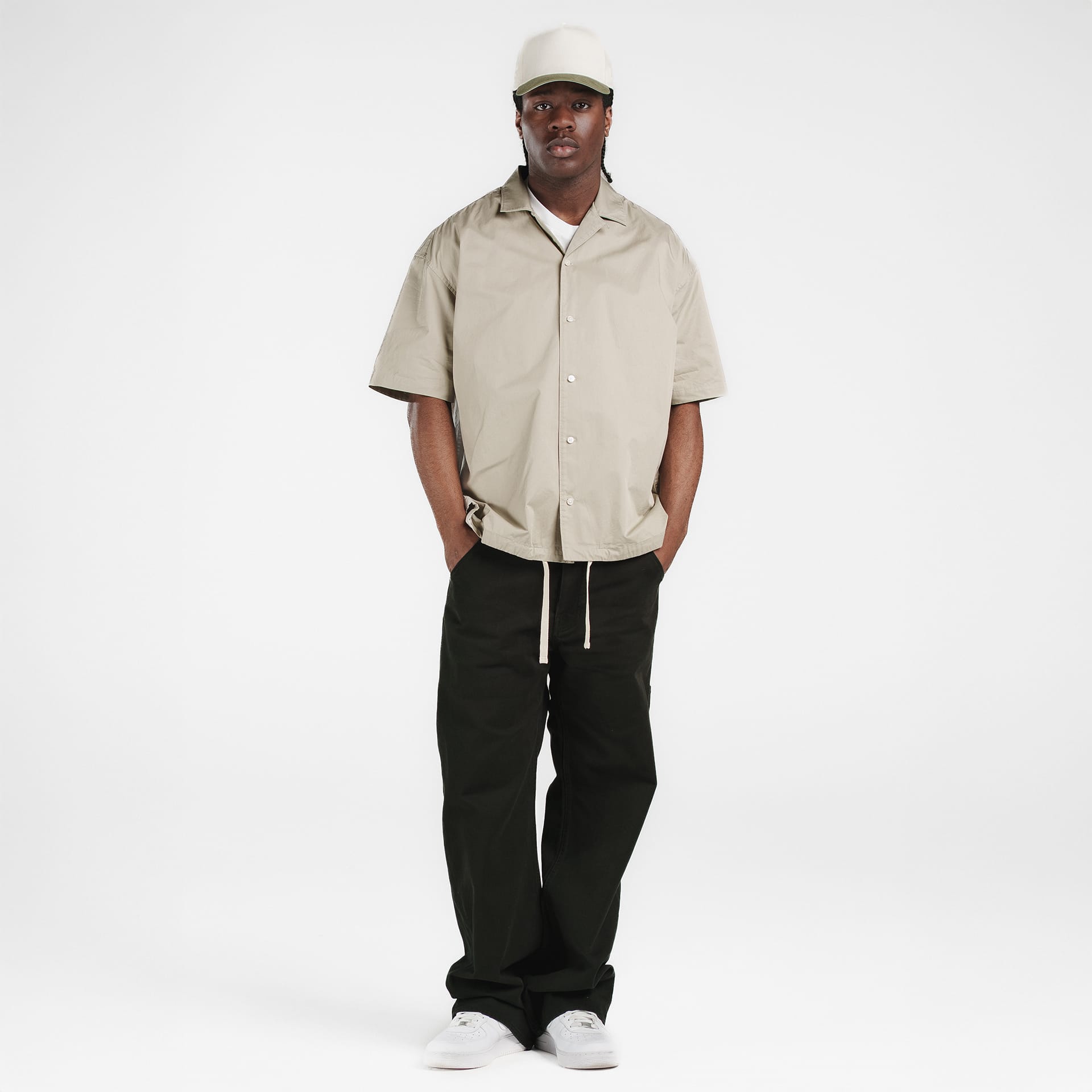 New Era Branded Resort Abbey Stone Open Collared Shirt - Image 4