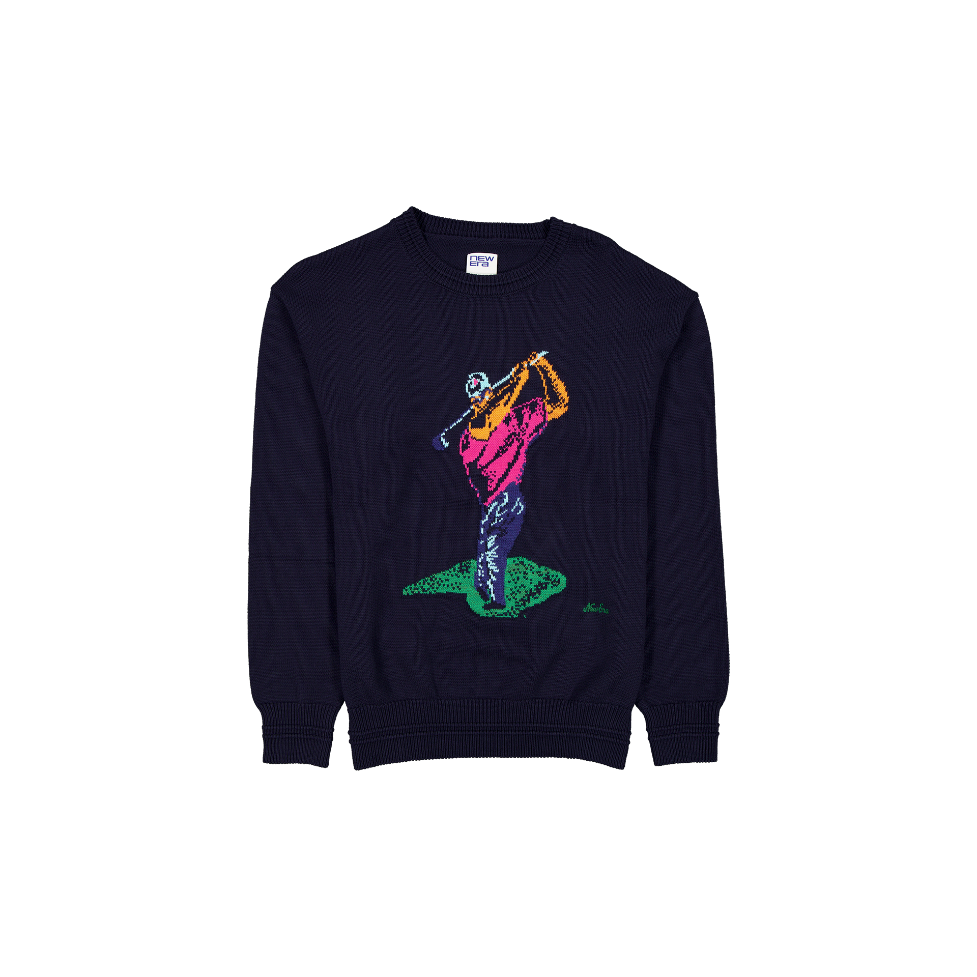 New Era Branded Navy Jacquard Golf Sweater