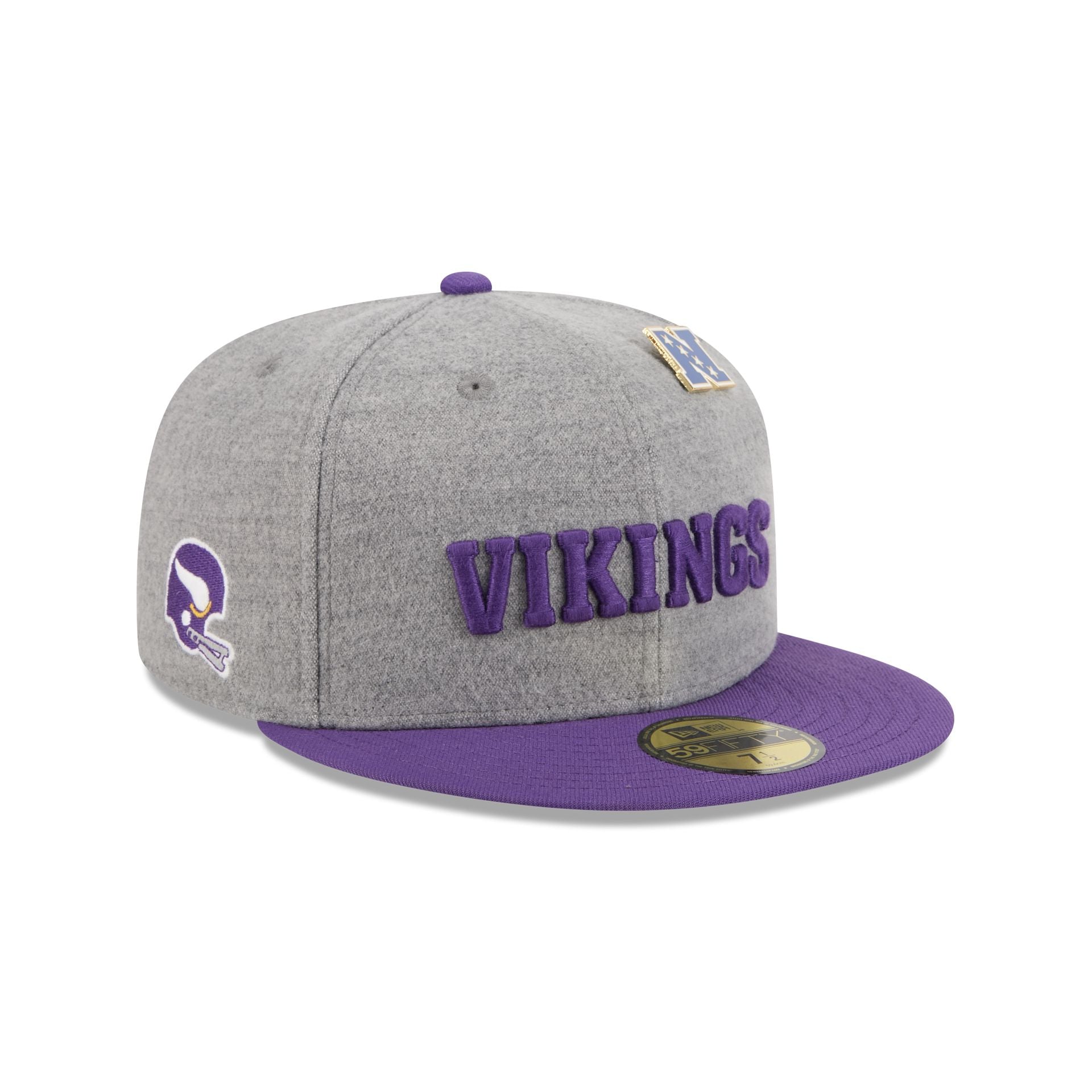 Minnesota Vikings Heather Gray Wool 59Fifty Fitted Hat