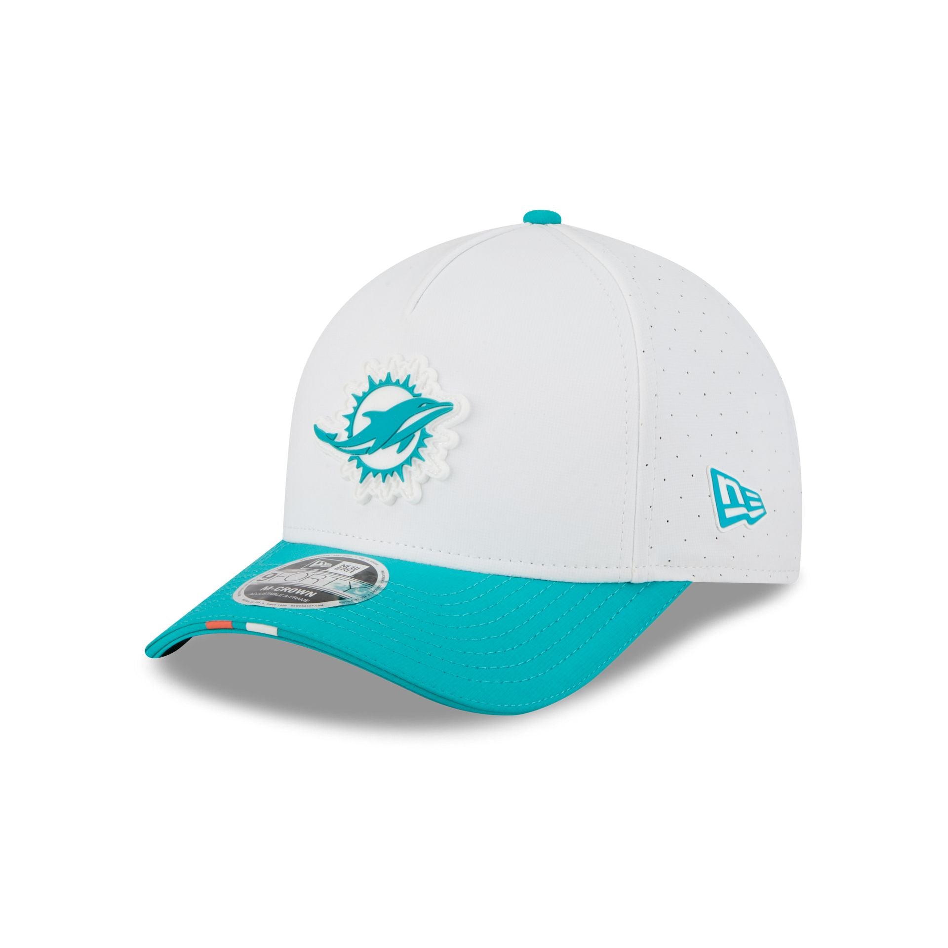 Miami Dolphins 2025 Training 9Forty M-Crown A-Frame Snapback Hat