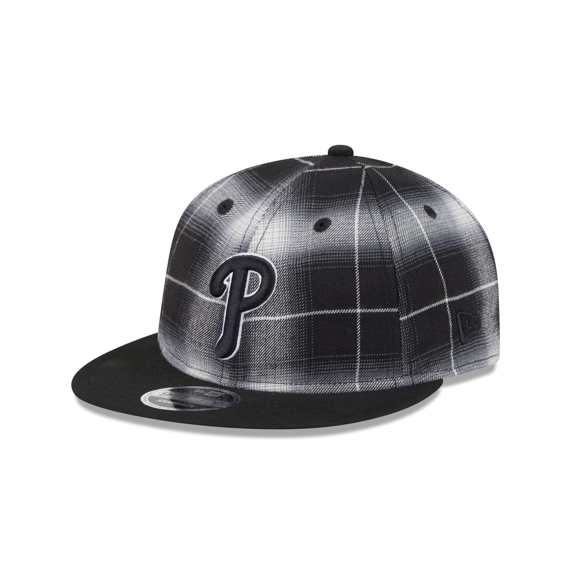Philadelphia Phillies Black And White Plaid Retro Crown 9Fifty Snapback Hat