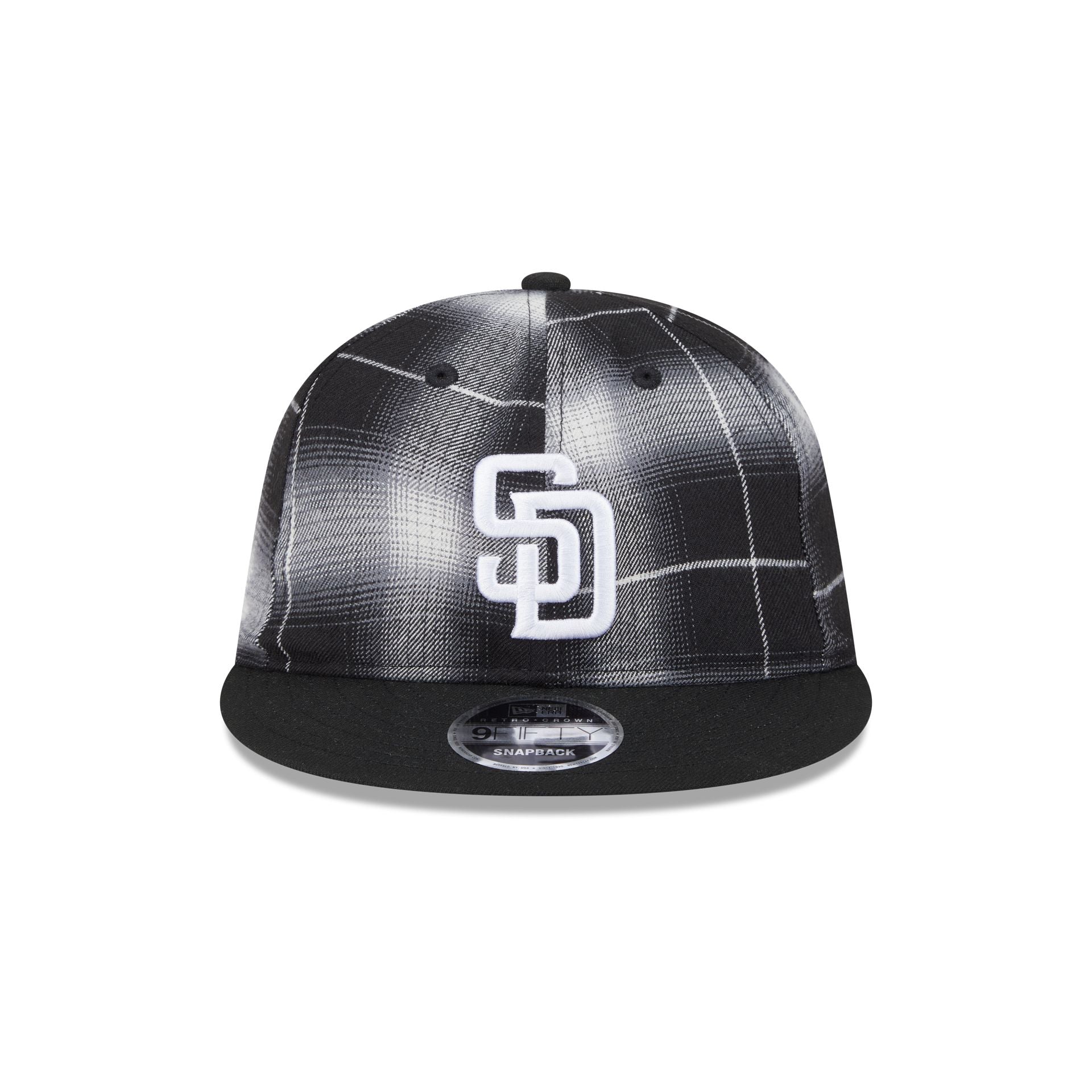 Alternative view of San Diego Padres Black And White Plaid Retro Crown 9Fifty Snapback Hat