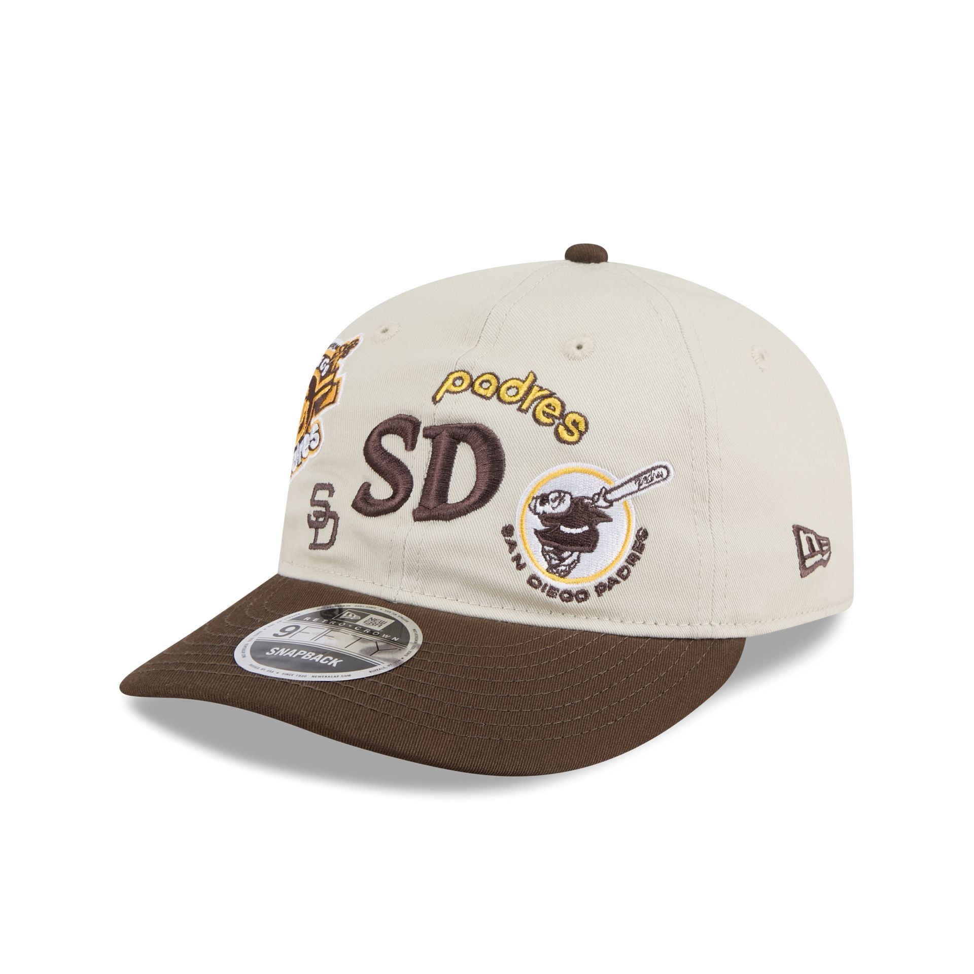 San Diego Padres Scattered Patches Retro Crown 9Fifty Snapback Hat