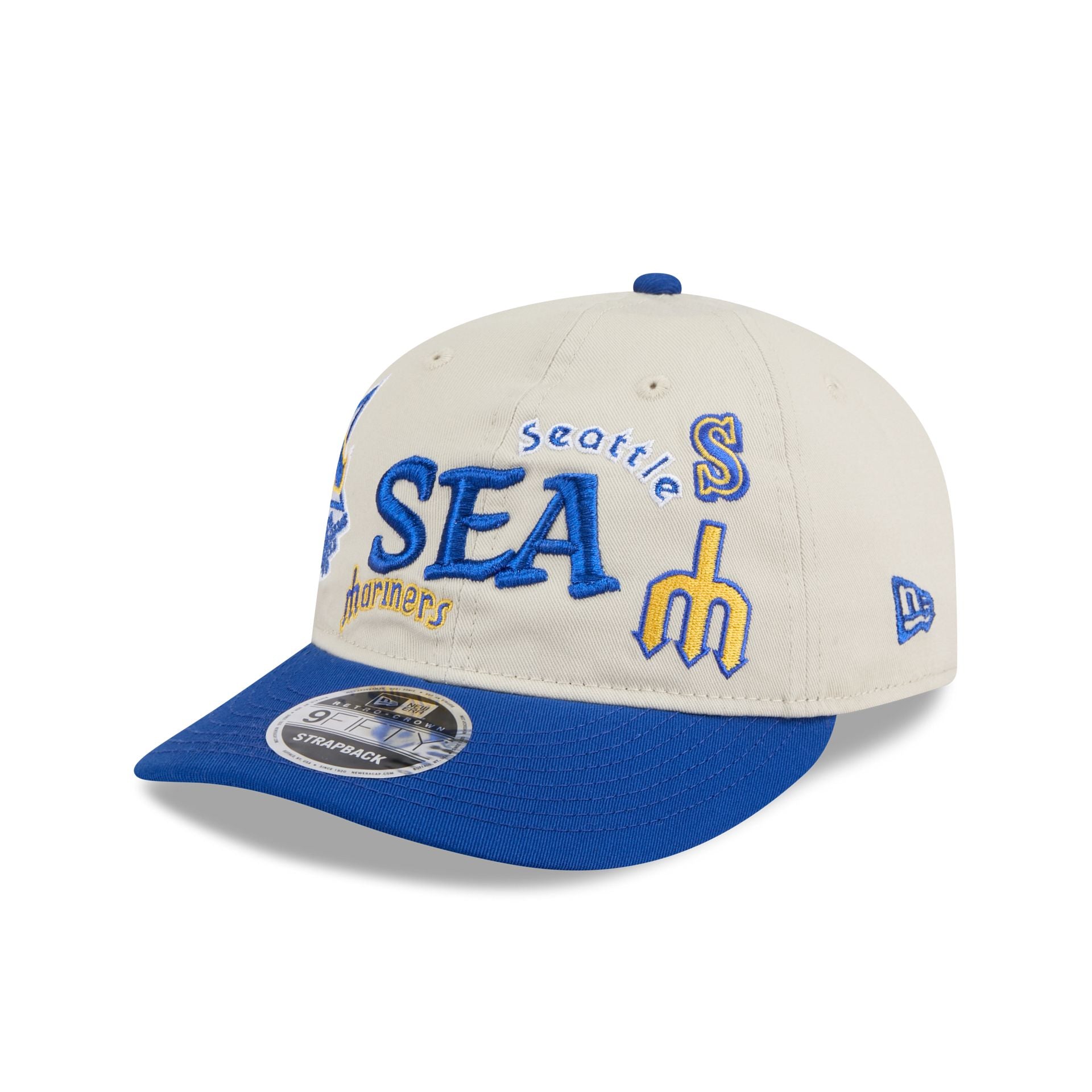 Seattle Mariners Scattered Patches Retro Crown 9Fifty Snapback Hat
