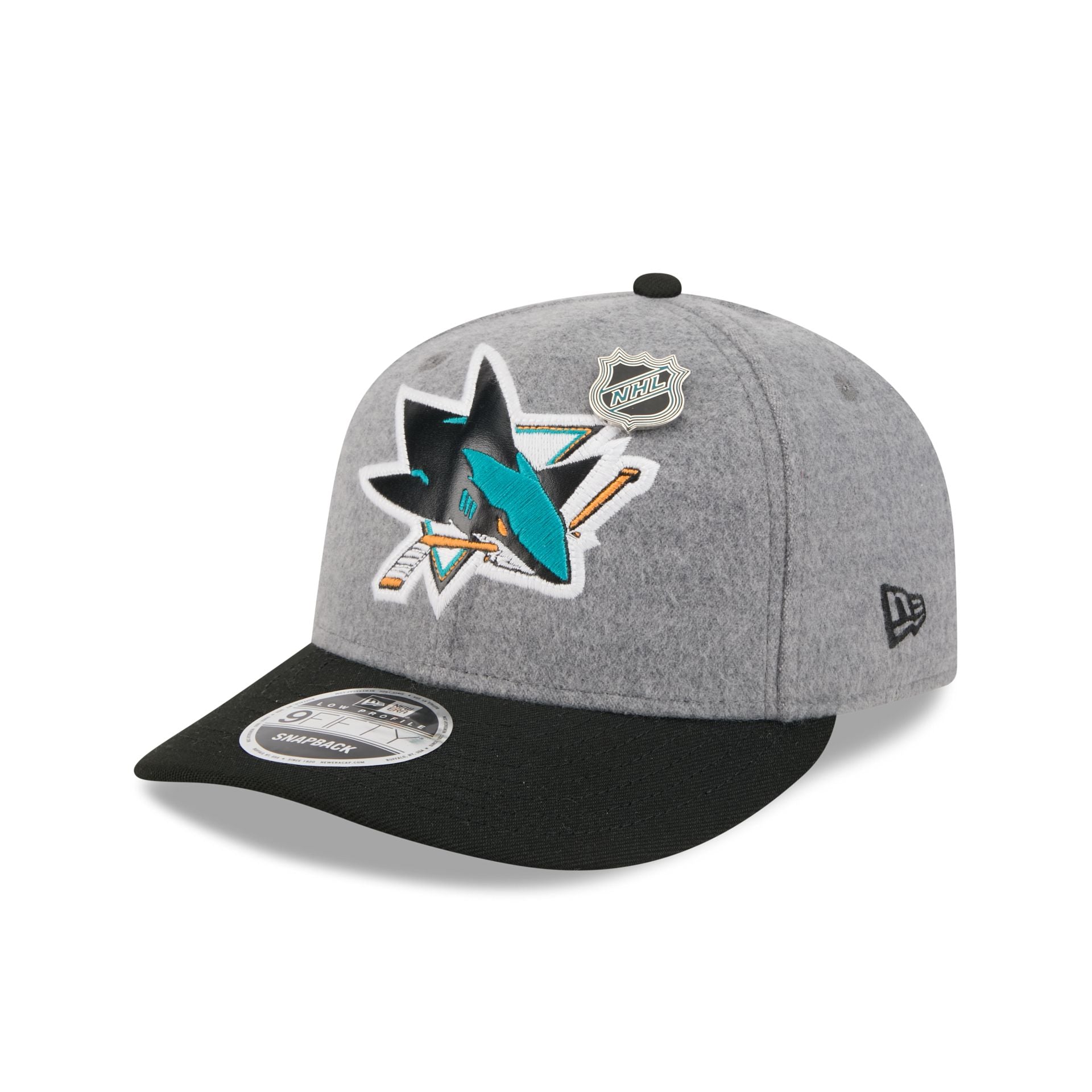 San Jose Sharks Heather Gray Wool Low Profile 9Fifty Snapback Hat - Image 3