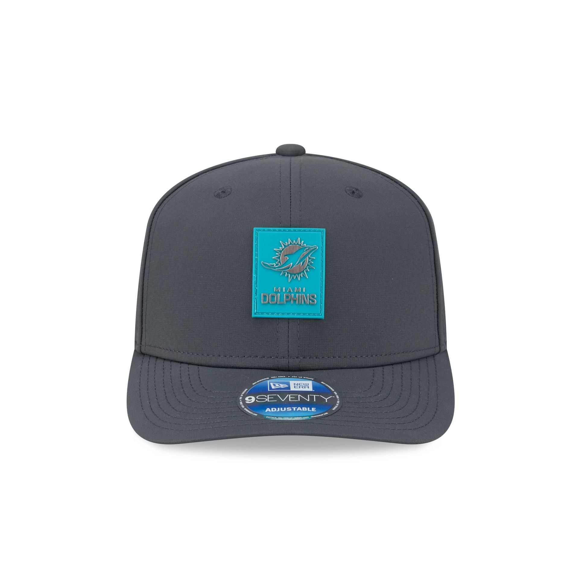 Alternative view of Miami Dolphins 2025 Sideline Cold Weather Steel Clouds 9Seventy Stretch-Snap Hat