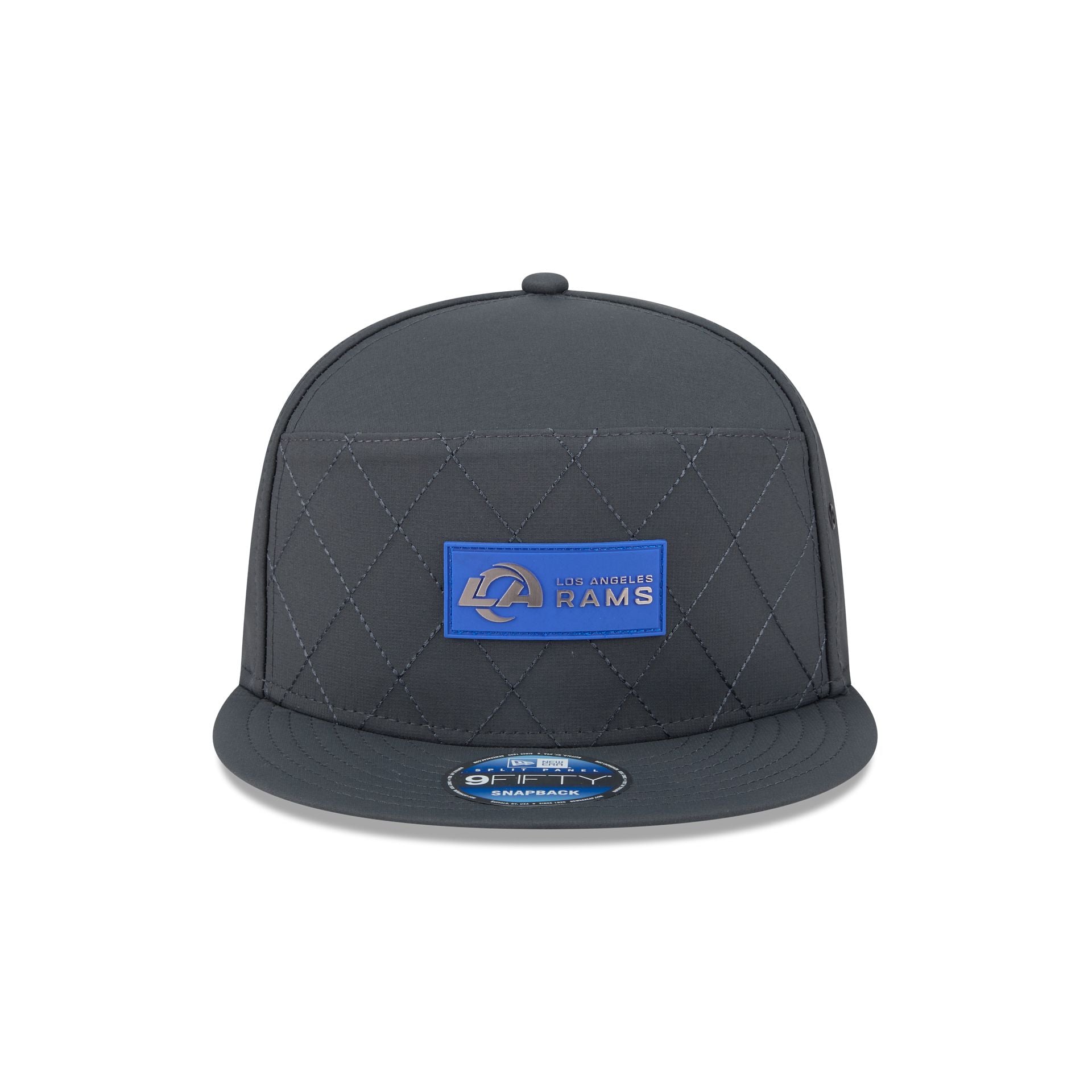 Alternative view of Los Angeles Rams 2025 Sideline Cold Weather Steel Clouds Split Panel 9Fifty Snapback Hat