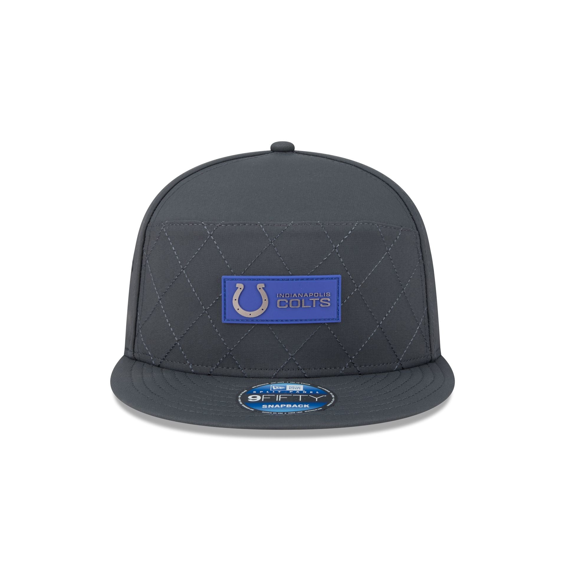 Alternative view of Indianapolis Colts 2025 Sideline Cold Weather Steel Clouds Split Panel 9Fifty Snapback Hat