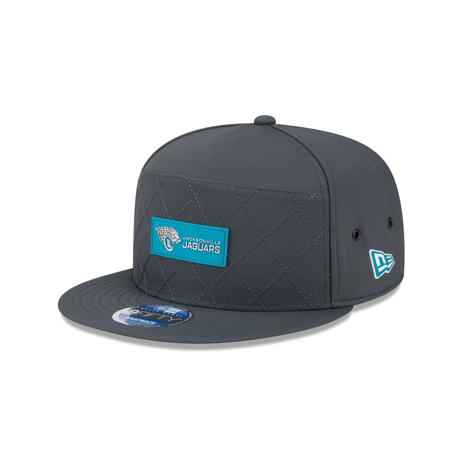 Jacksonville Jaguars 2025 Sideline Cold Weather Steel Clouds Split Panel 9Fifty Snapback Hat