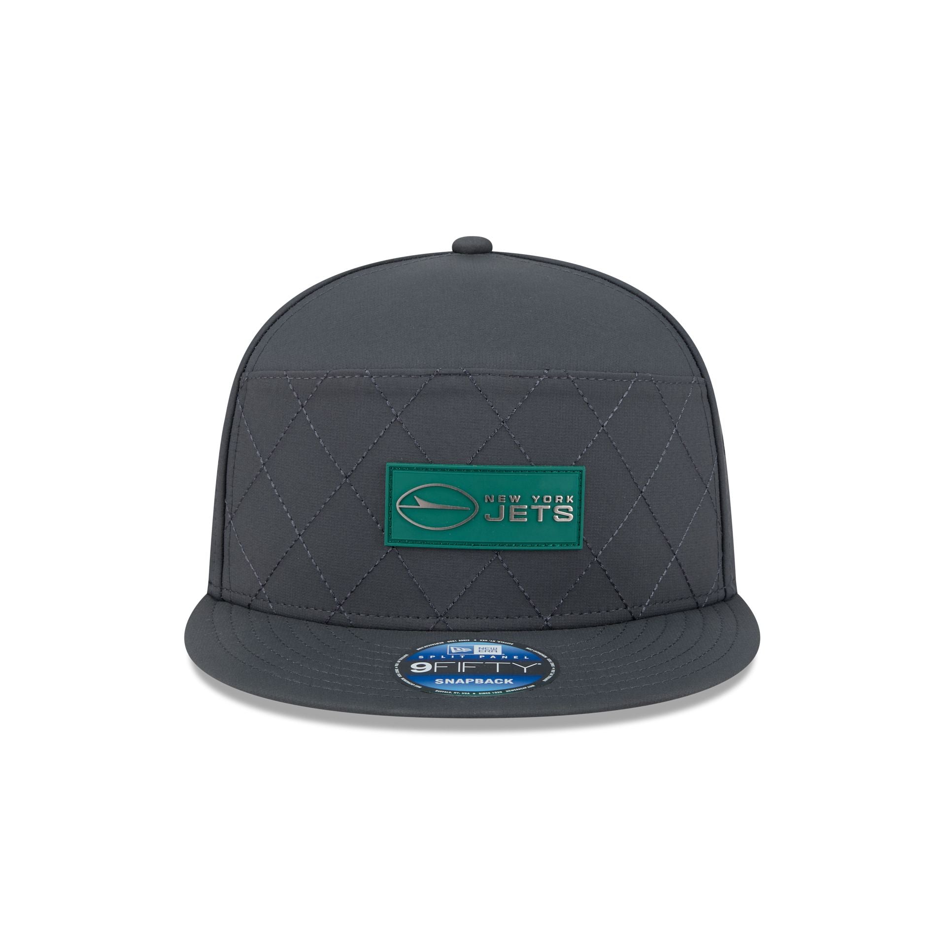 Alternative view of New York Jets 2025 Sideline Cold Weather Steel Clouds Split Panel 9Fifty Snapback Hat