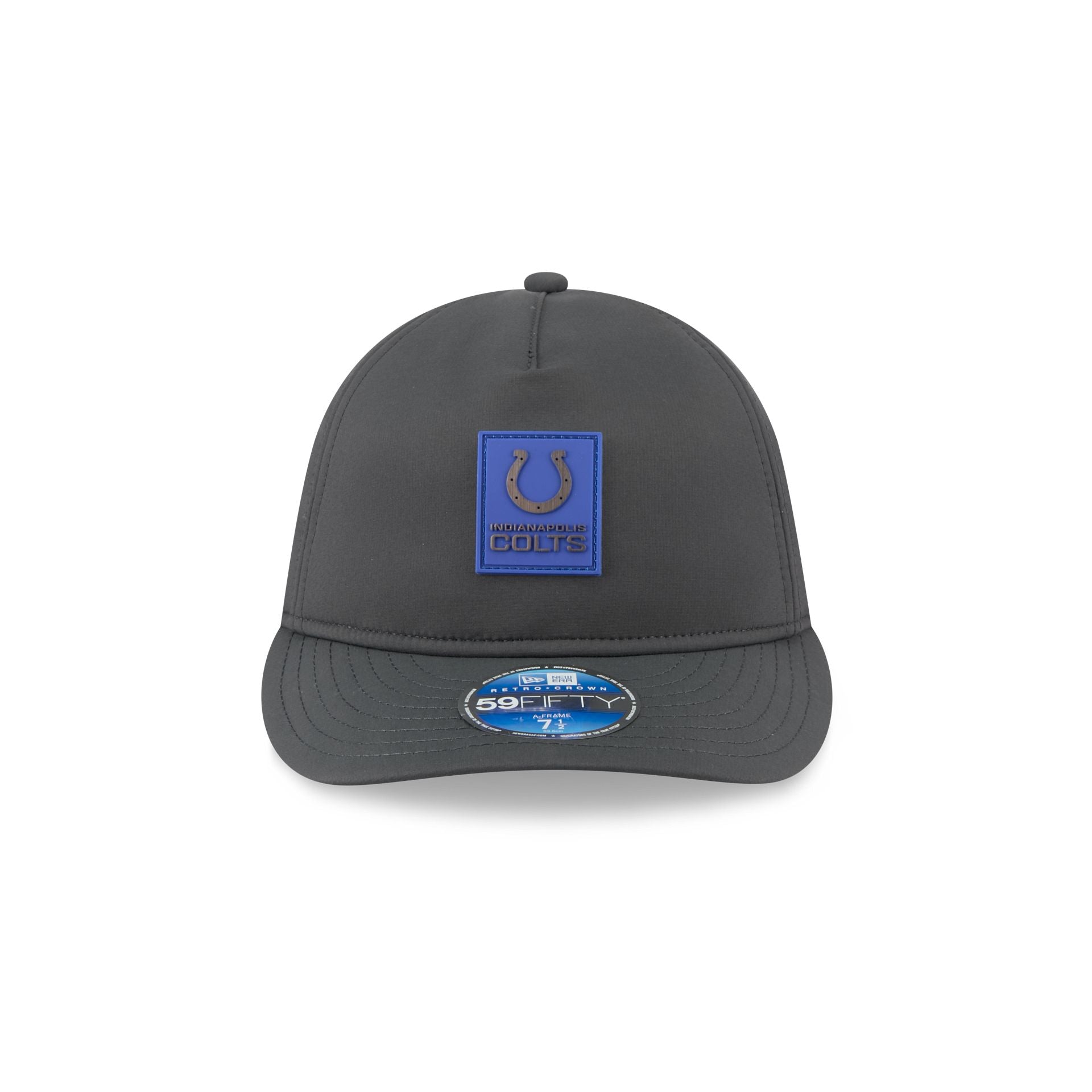 Alternative view of Indianapolis Colts 2025 Sideline Cold Weather Steel Clouds Retro Crown 59Fifty A-Frame Fitted Hat