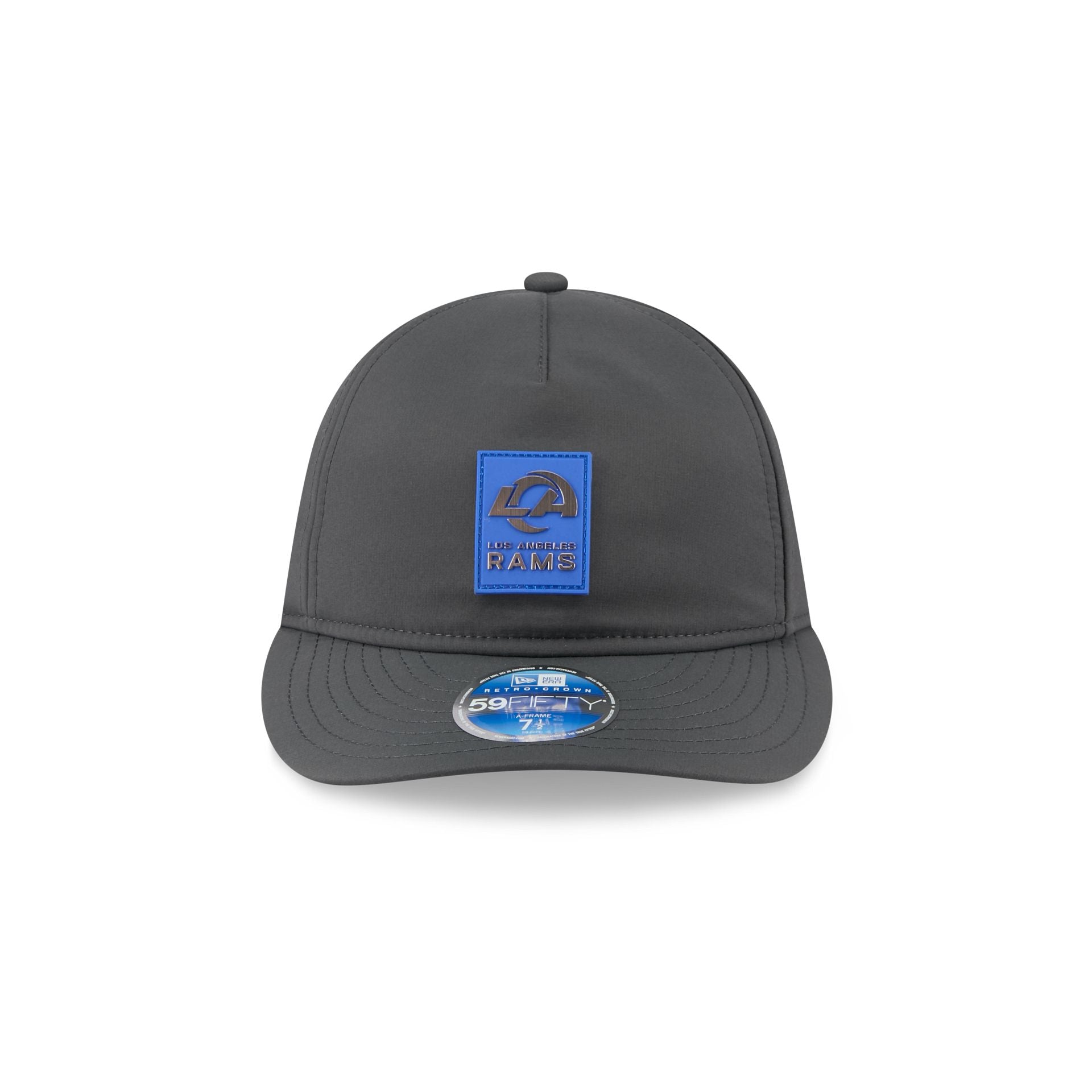 Alternative view of Los Angeles Rams 2025 Sideline Cold Weather Steel Clouds Retro Crown 59Fifty A-Frame Fitted Hat