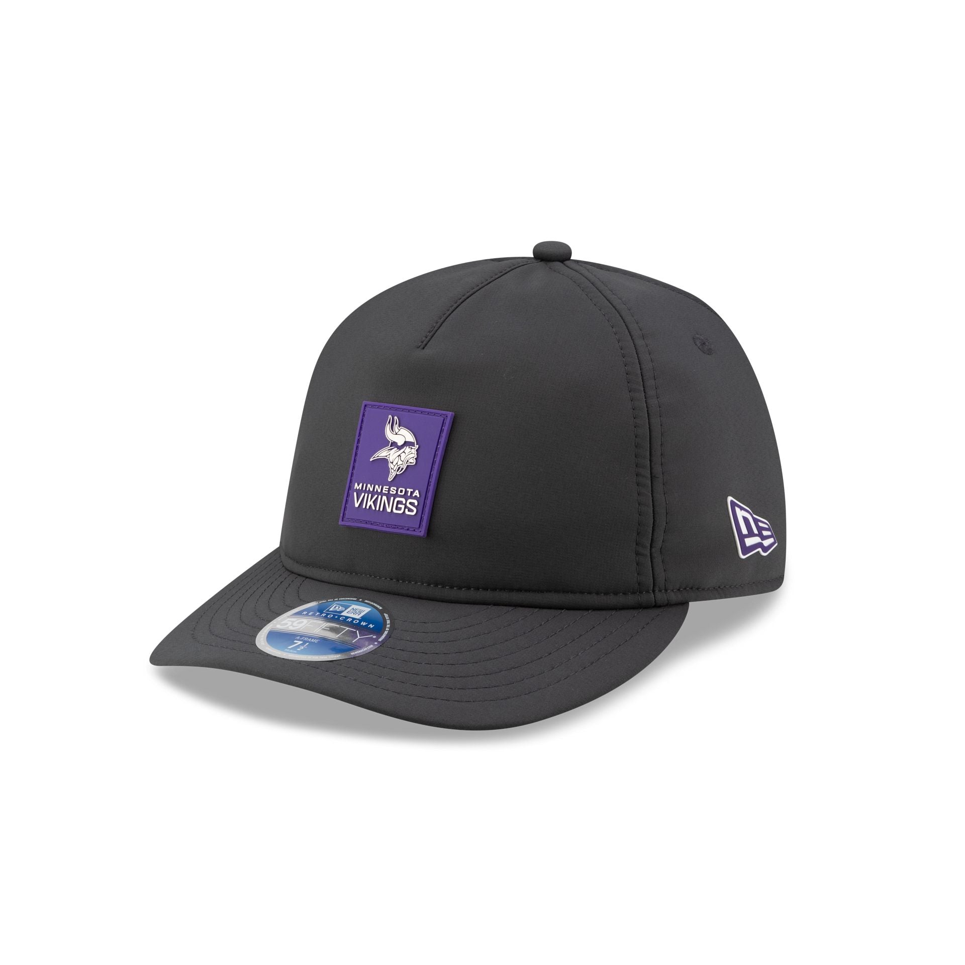 Alternative view of Minnesota Vikings 2025 Sideline Cold Weather Steel Clouds Retro Crown 59Fifty A-Frame Fitted Hat