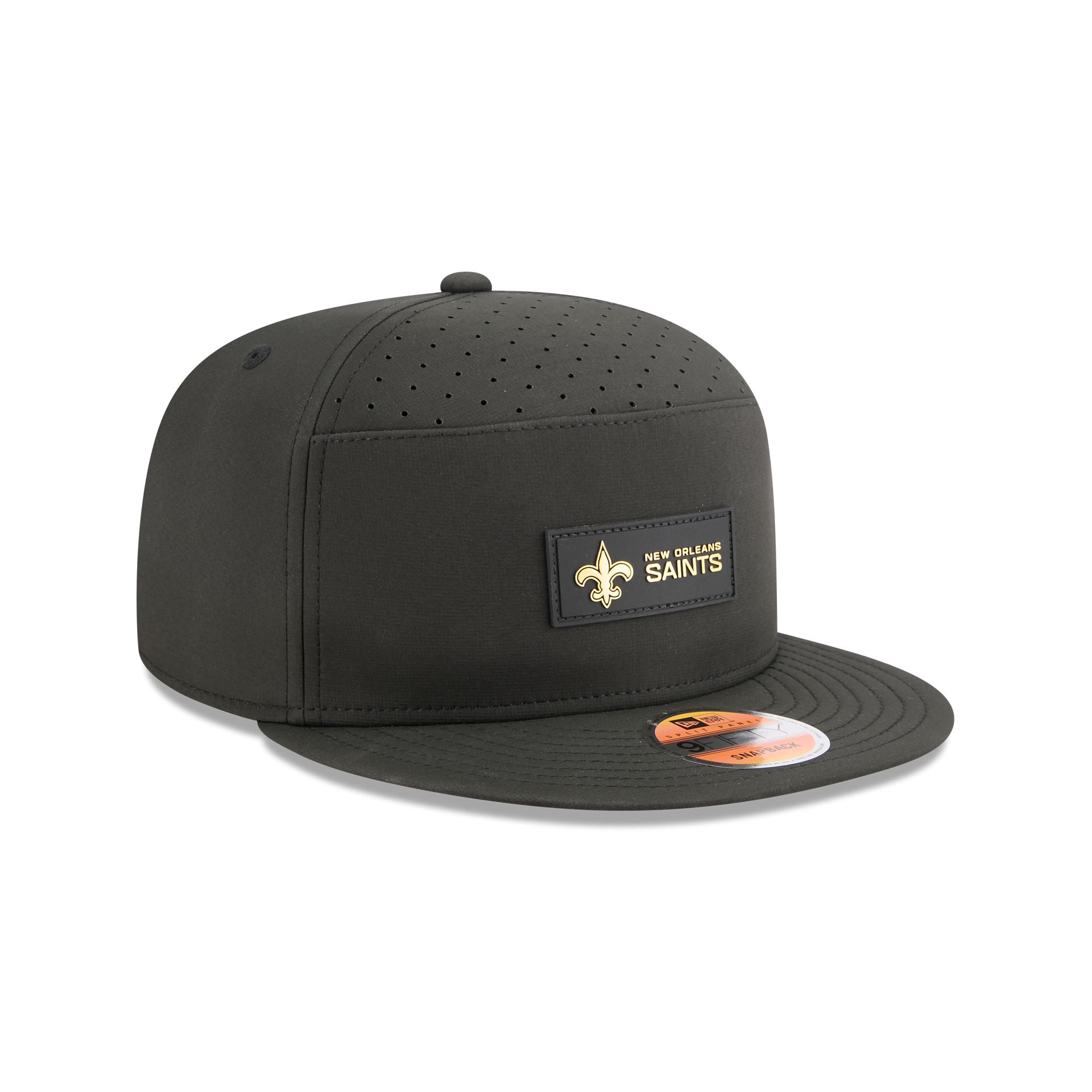 Alternative view of New Orleans Saints 2025 Sideline Hot Weather Split Panel 9Fifty Snapback Hat