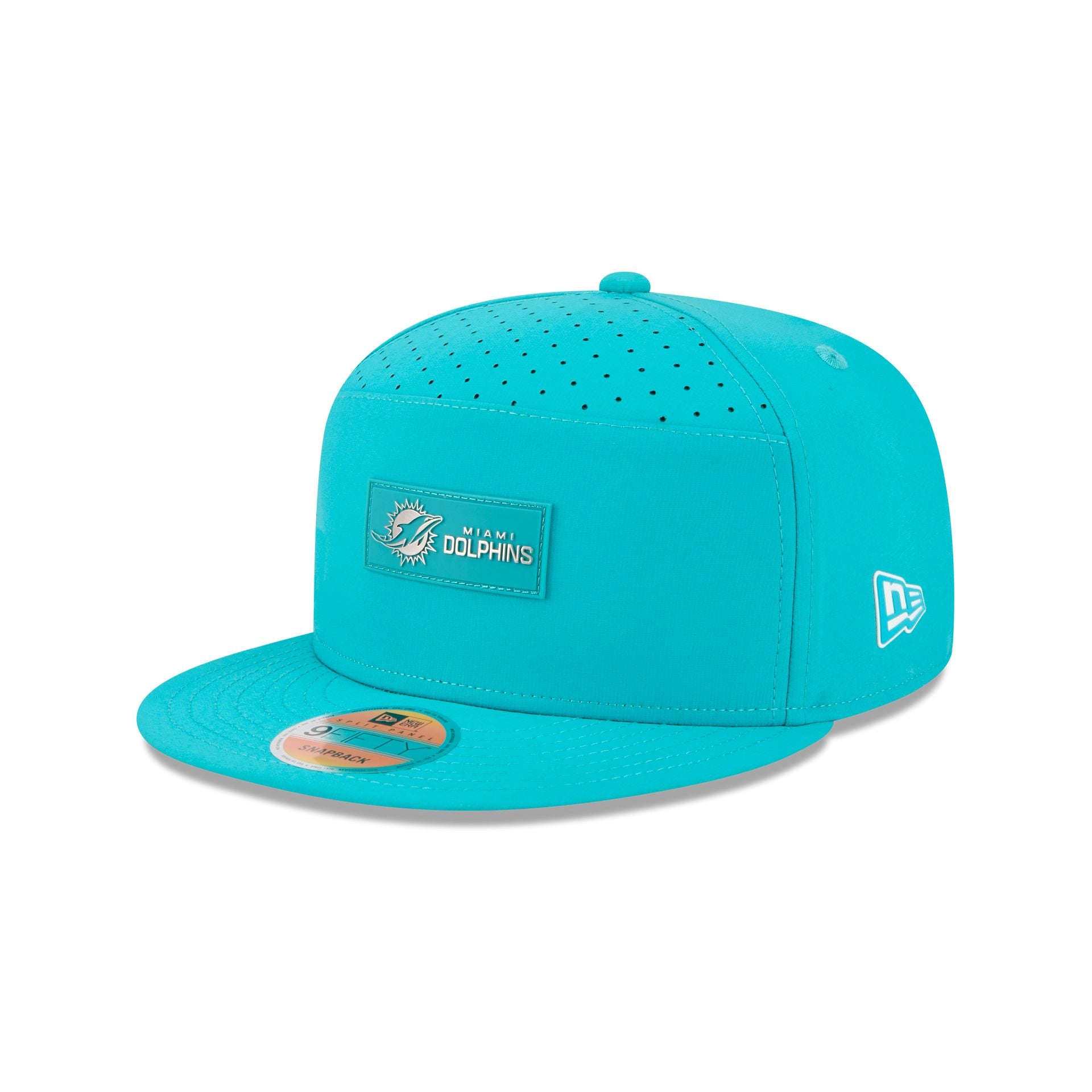 Miami Dolphins 2025 Sideline Hot Weather Split Panel 9Fifty Snapback Hat