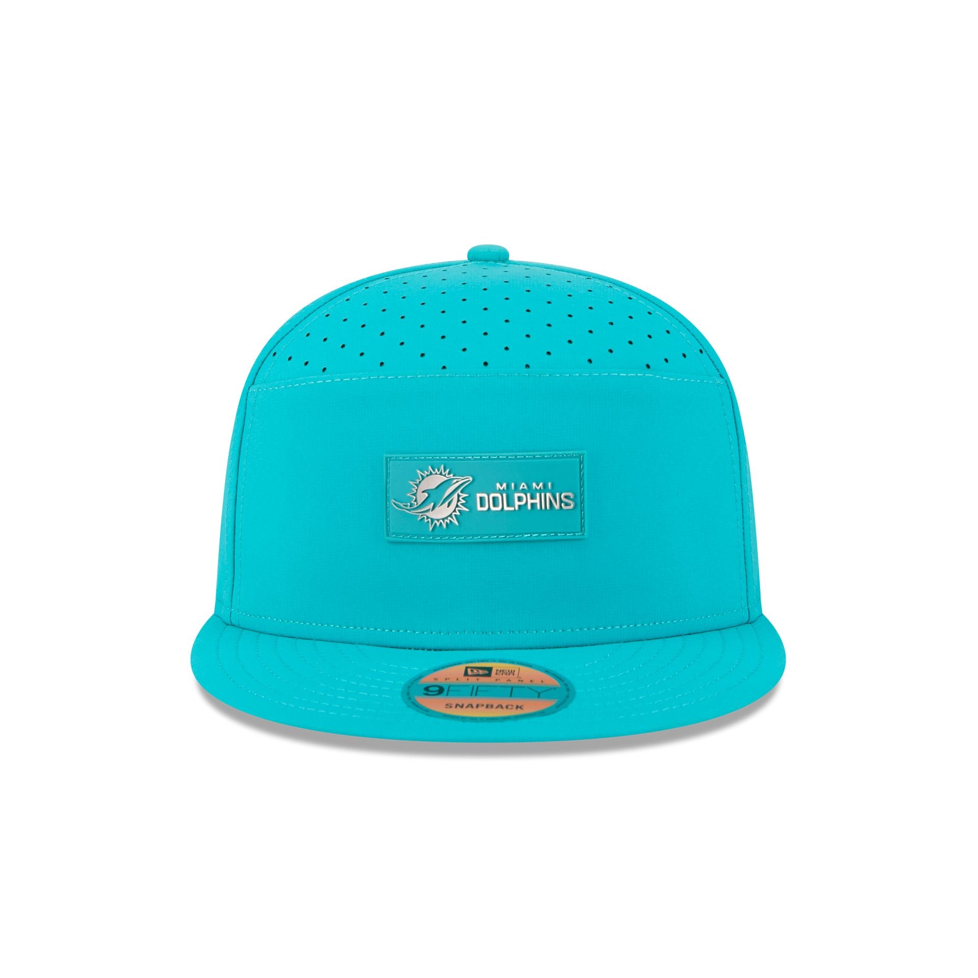 Alternative view of Miami Dolphins 2025 Sideline Hot Weather Split Panel 9Fifty Snapback Hat