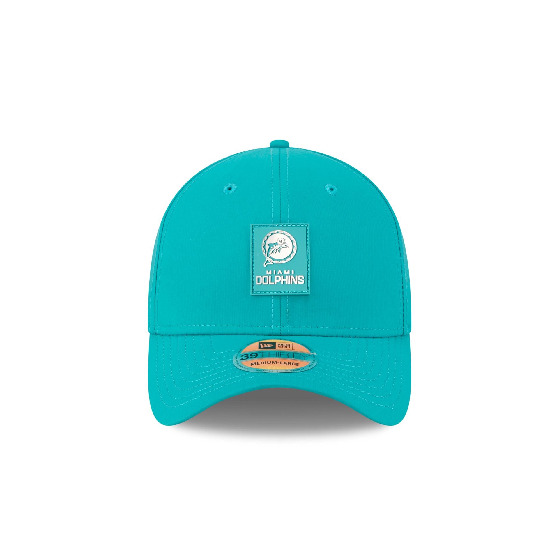 Alternative view of Miami Dolphins 2025 Sideline Hot Weather Historic 39Thirty Stretch Fit Hat