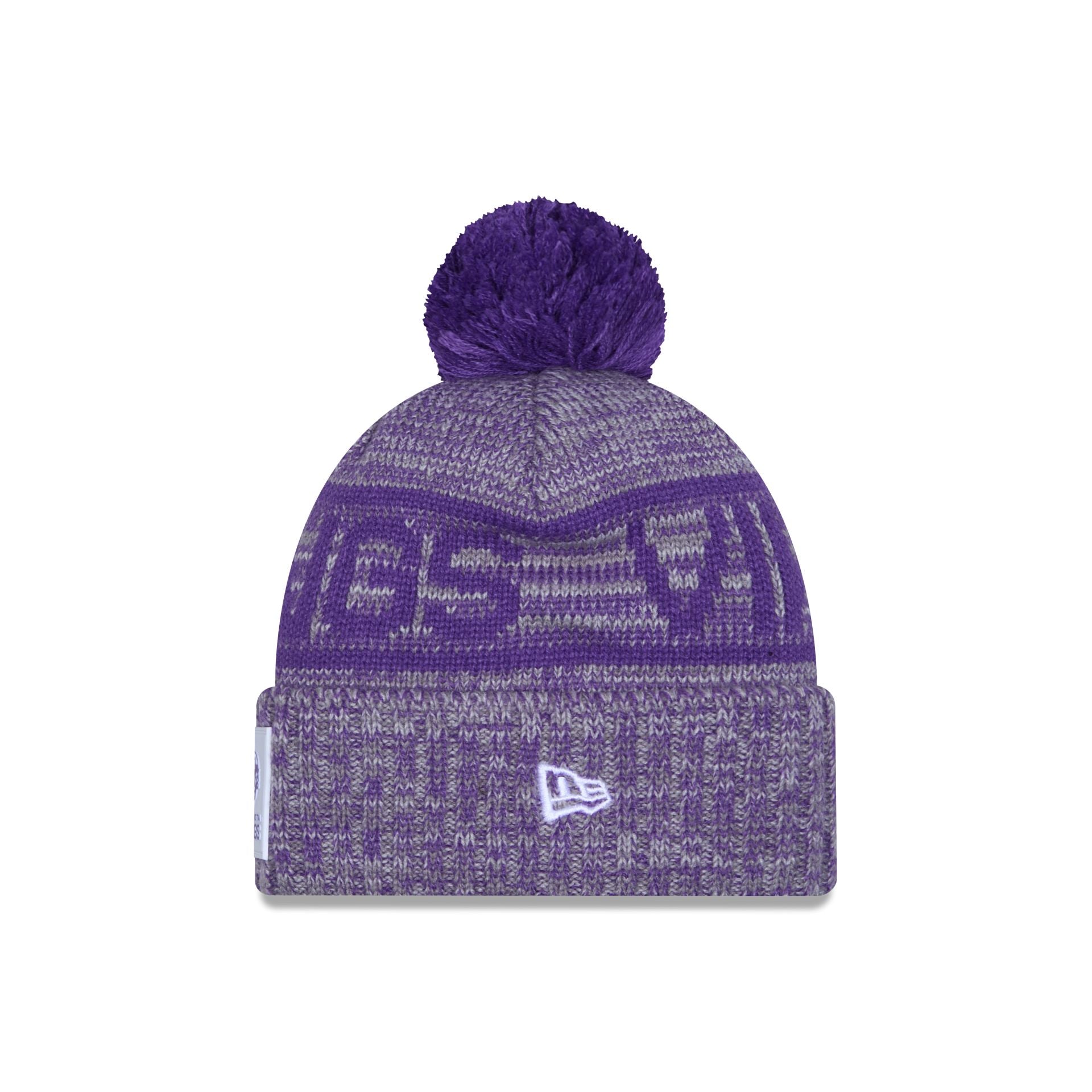 Alternative view of Minnesota Vikings 2025 Sideline Cold Weather Gray Pom Knit Hat