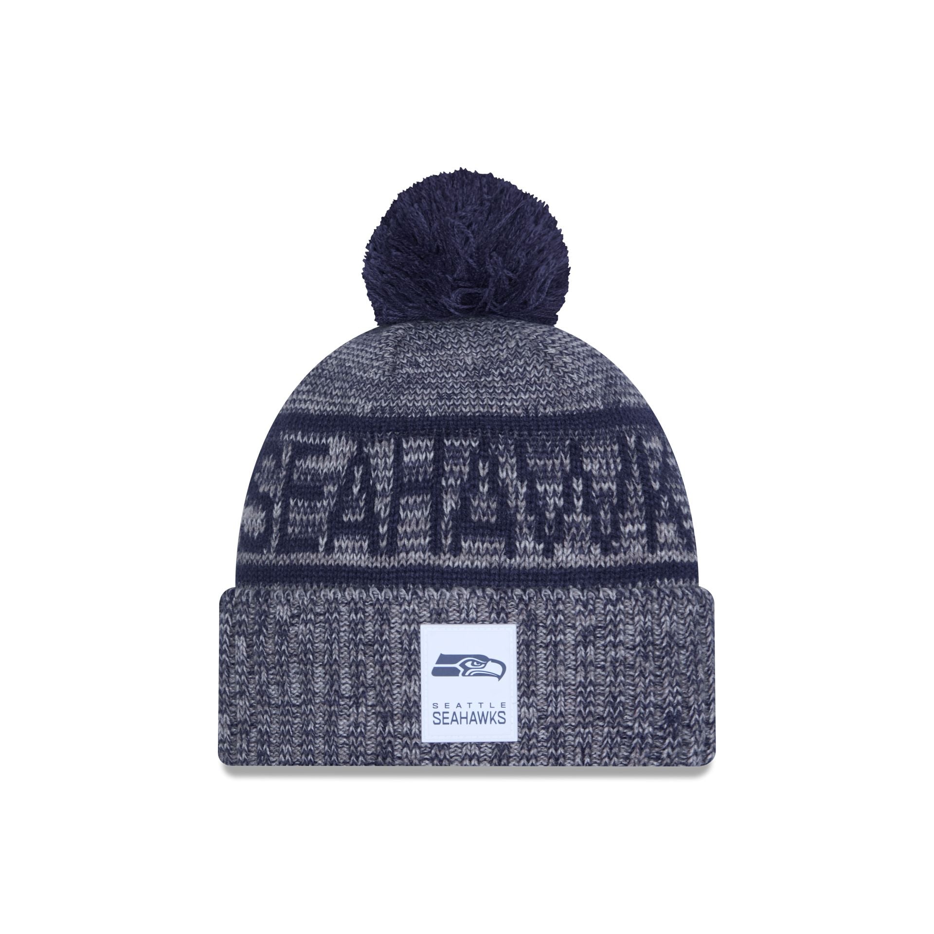 Seattle Seahawks 2025 Sideline Cold Weather Gray Pom Knit Hat