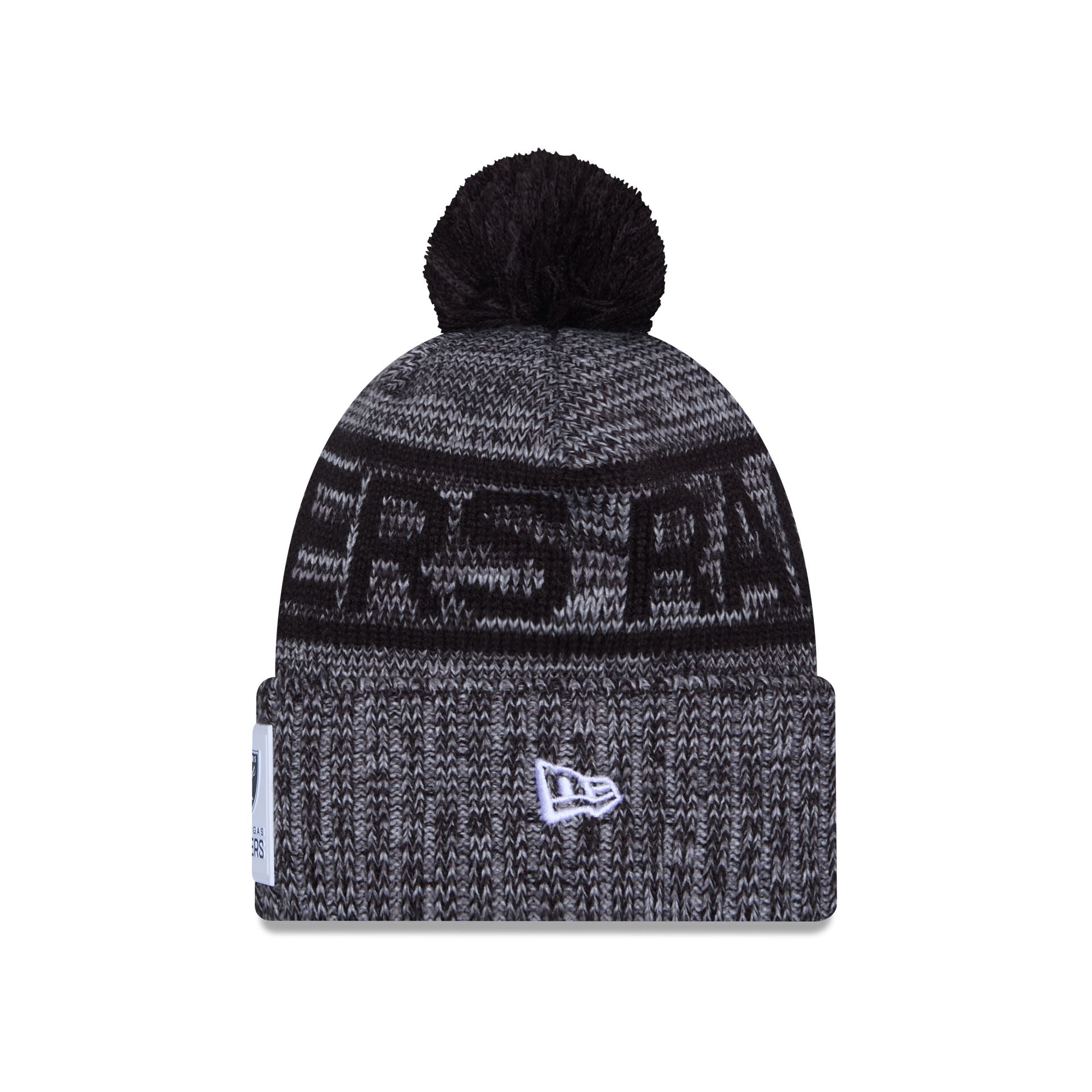 Alternative view of Las Vegas Raiders 2025 Sideline Cold Weather Gray Pom Knit Hat