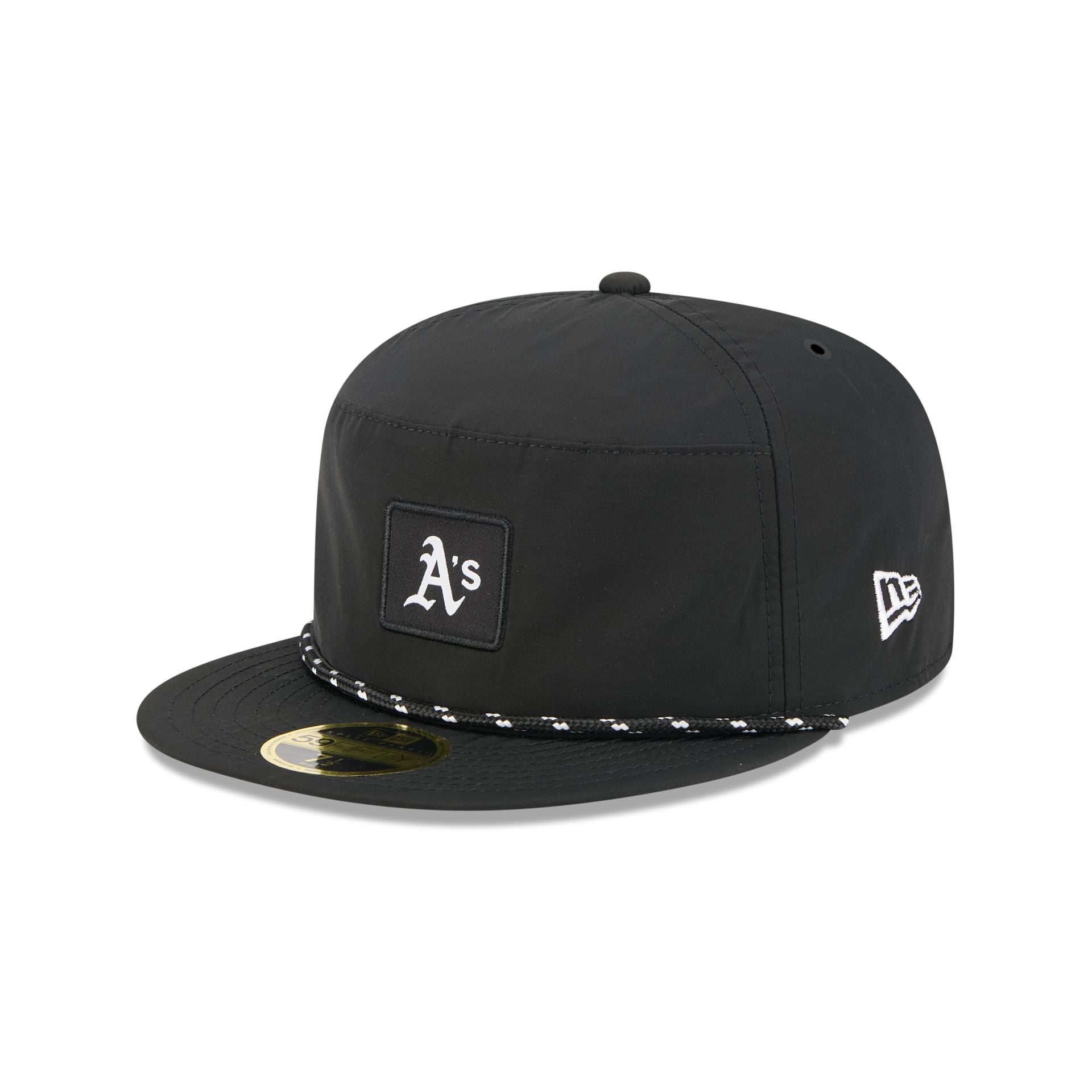 Oakland Athletics Black Poly Rope Split Panel 59Fifty Fitted Hat
