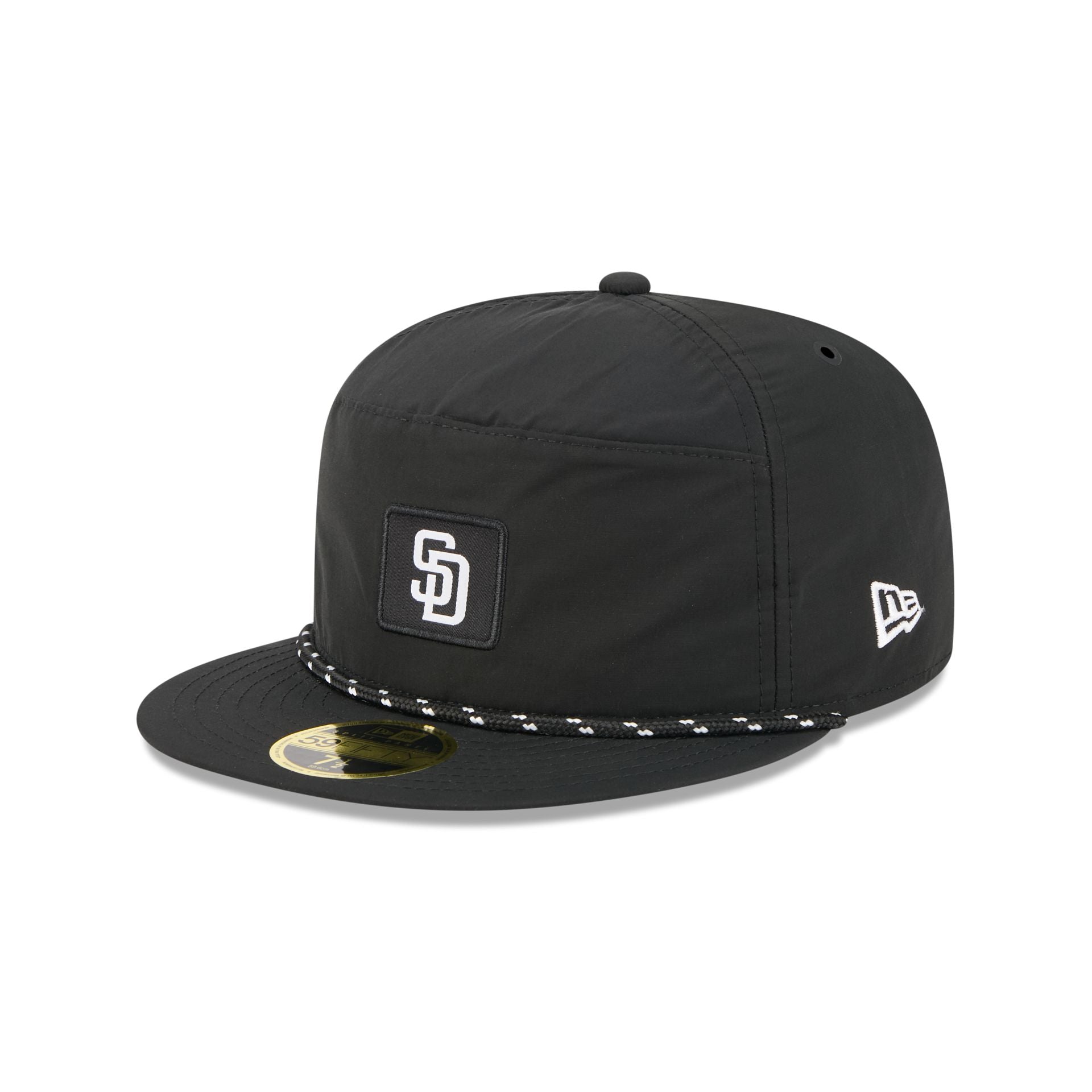 San Diego Padres Black Poly Rope Split Panel 59Fifty Fitted Hat