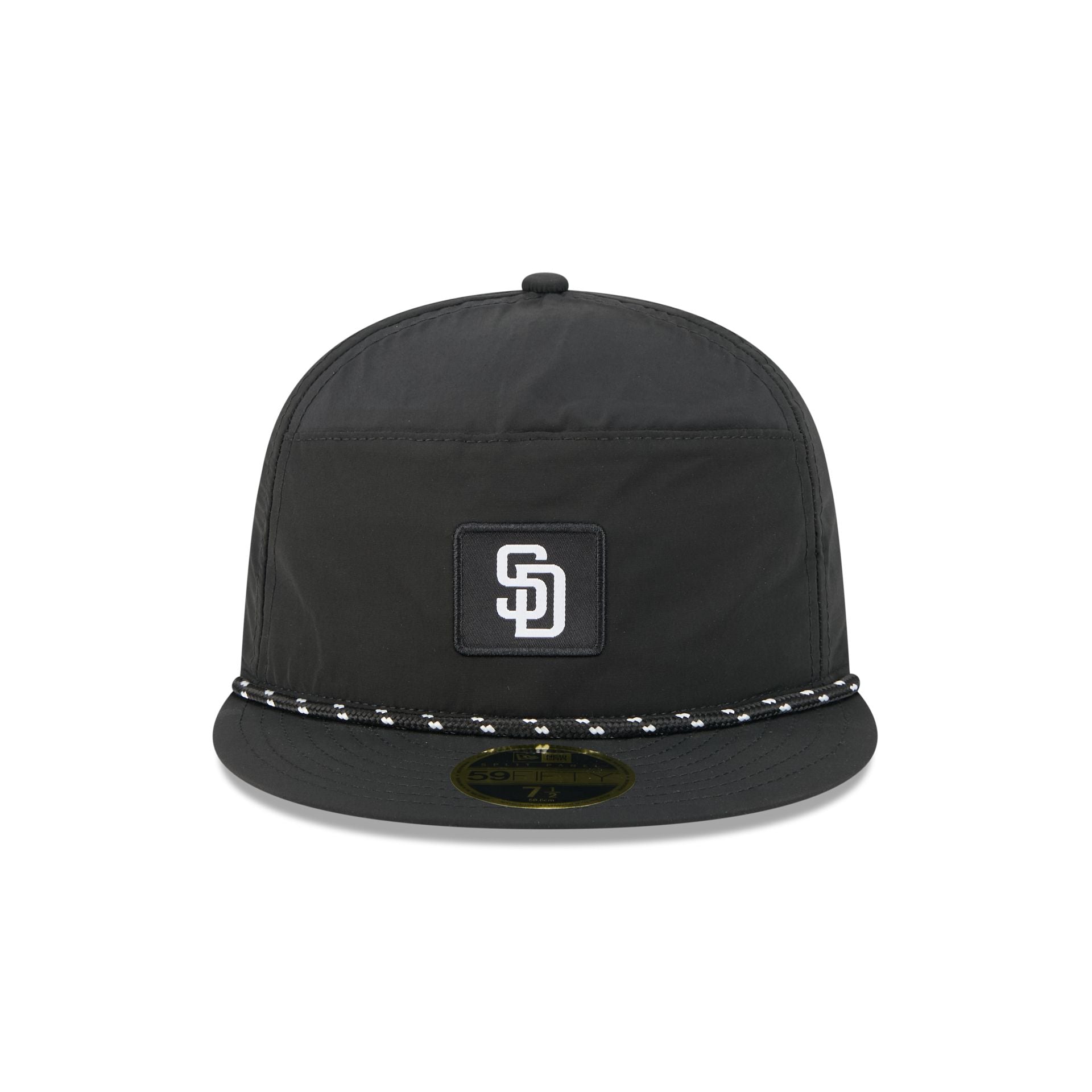 Alternative view of San Diego Padres Black Poly Rope Split Panel 59Fifty Fitted Hat