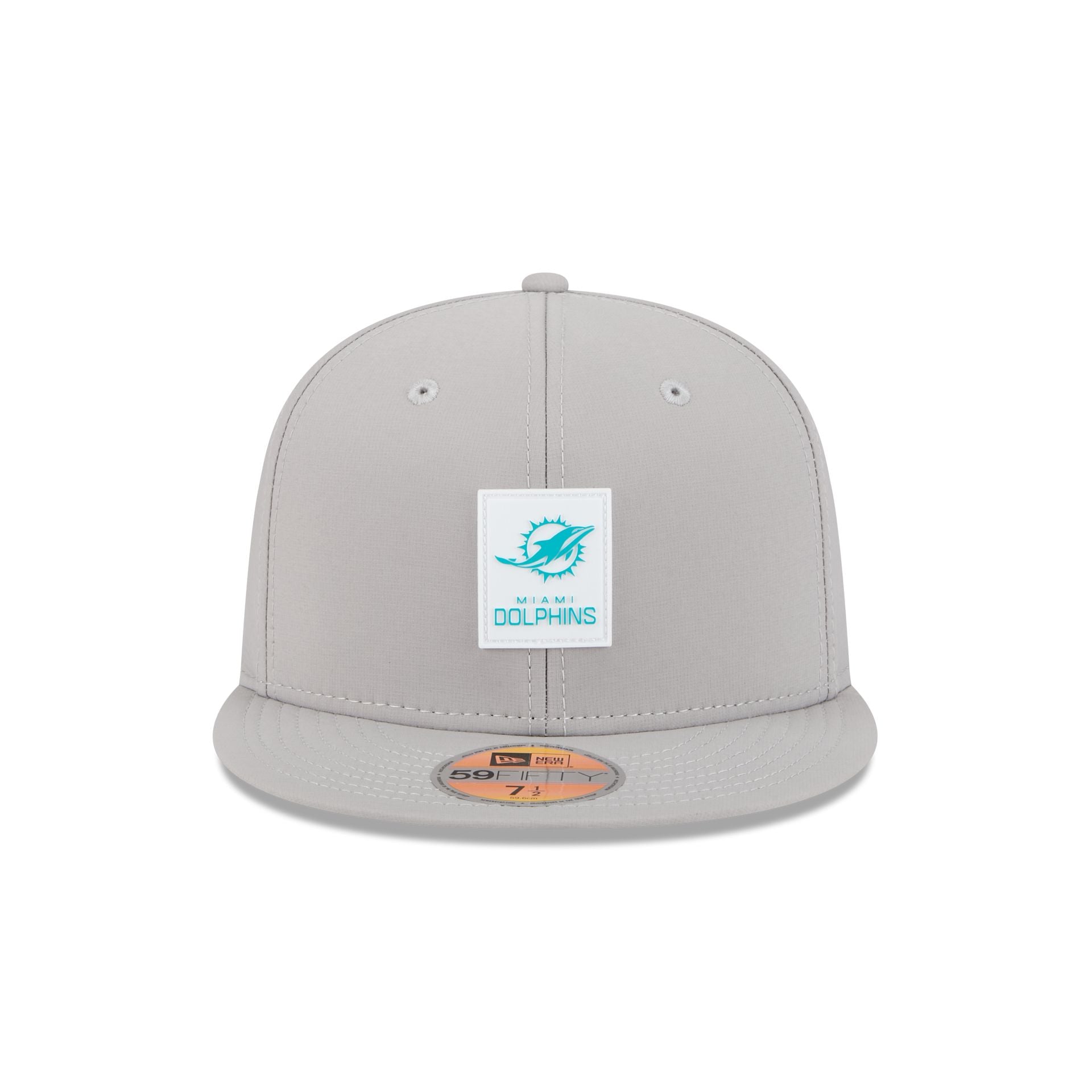 Alternative view of Miami Dolphins 2025 Sideline Hot Weather Gray 59Fifty Fitted Hat