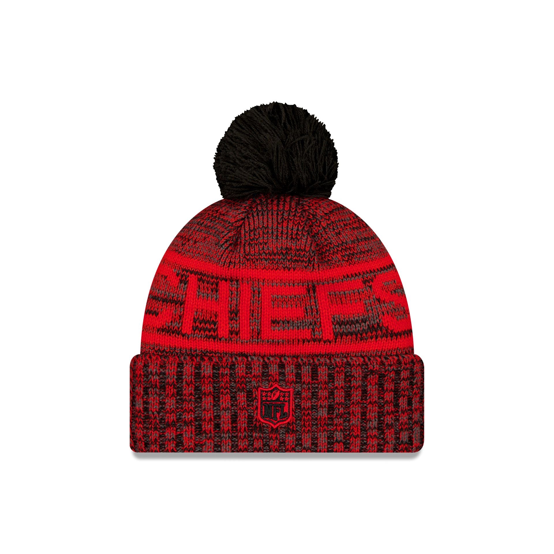 Alternative view of Kansas City Chiefs 2025 Sideline Cold Weather Black Pom Knit Hat