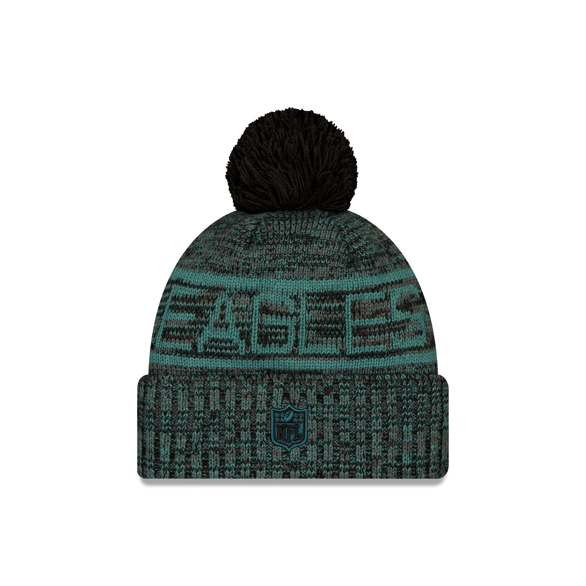 Alternative view of Philadelphia Eagles 2025 Sideline Cold Weather Black Pom Knit Hat