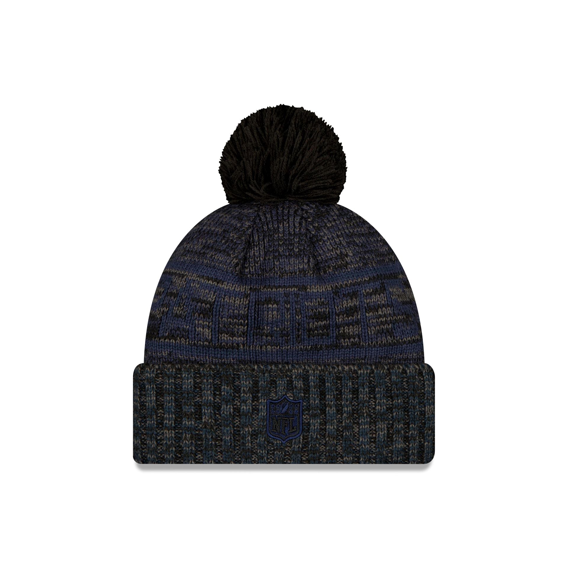 Alternative view of New England Patriots 2025 Sideline Cold Weather Black Pom Knit Hat