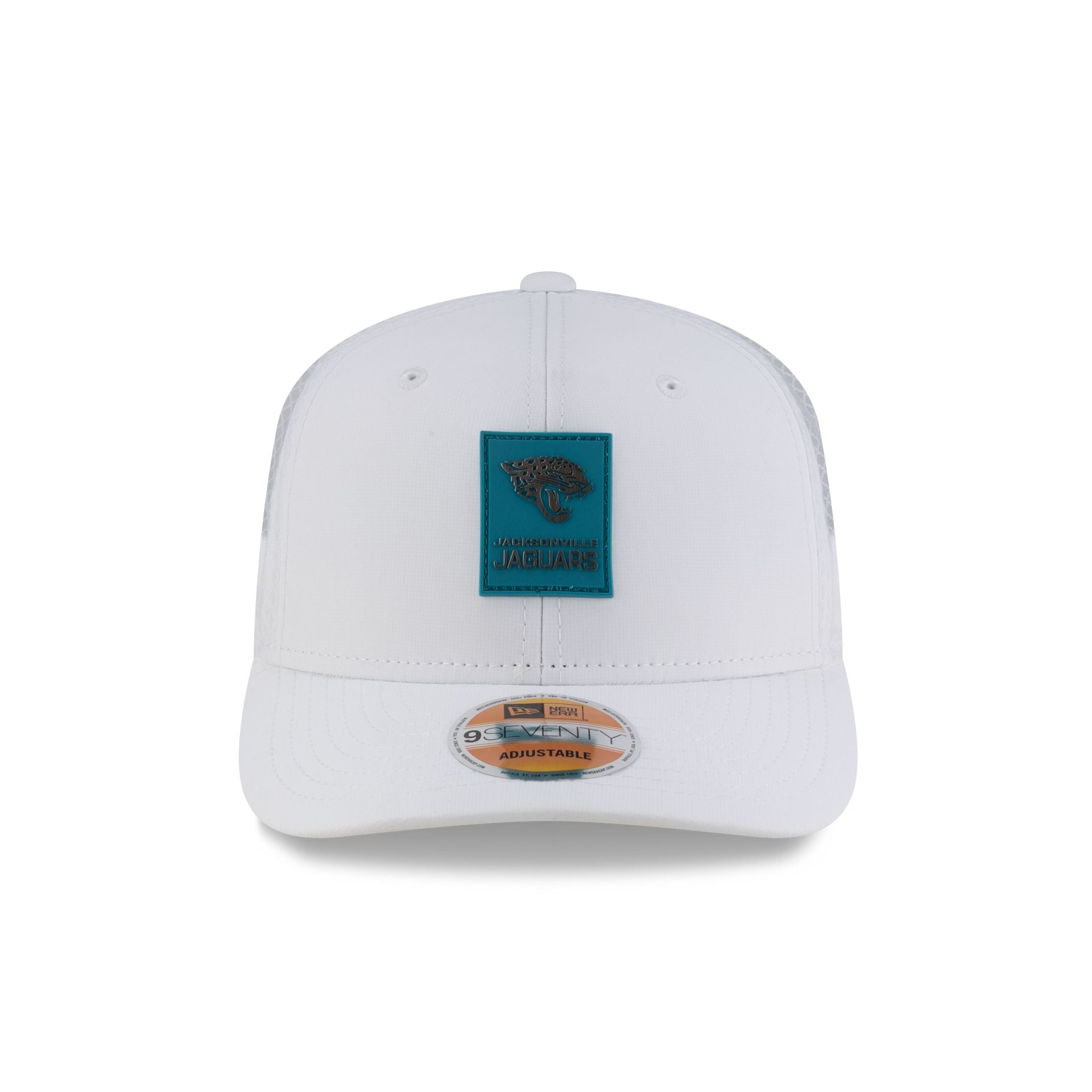 Alternative view of Jacksonville Jaguars 2025 Sideline Hot Weather White 9Seventy Trucker Hat