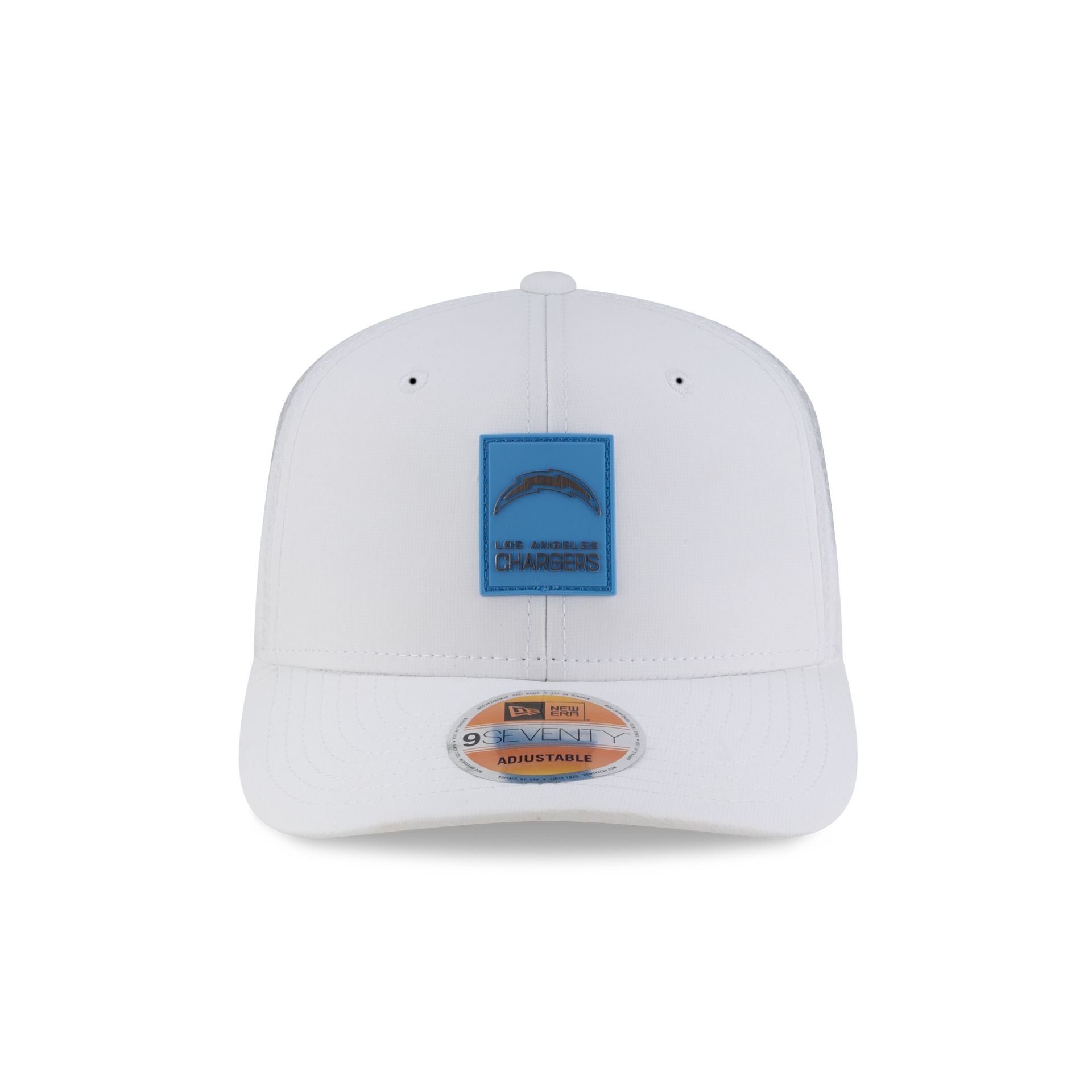 Alternative view of Los Angeles Chargers 2025 Sideline Hot Weather White 9Seventy Trucker Hat